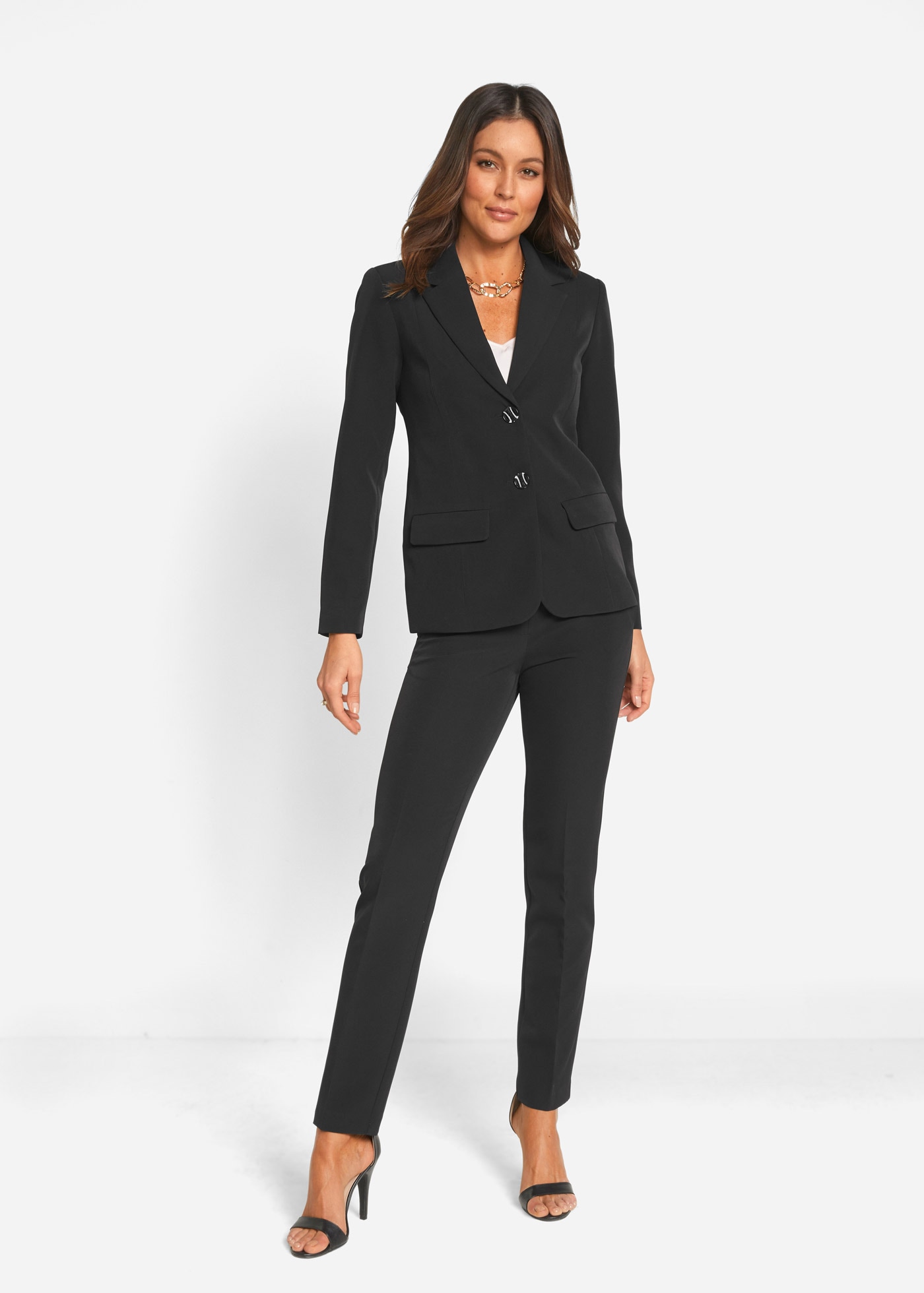 bonprix "Hosenanzug (2-tlg.Set)" Set, 2 Stk. tlg. schmal bestehend aus Blazer und Hose, vollständig gefüttert, schmale Passform