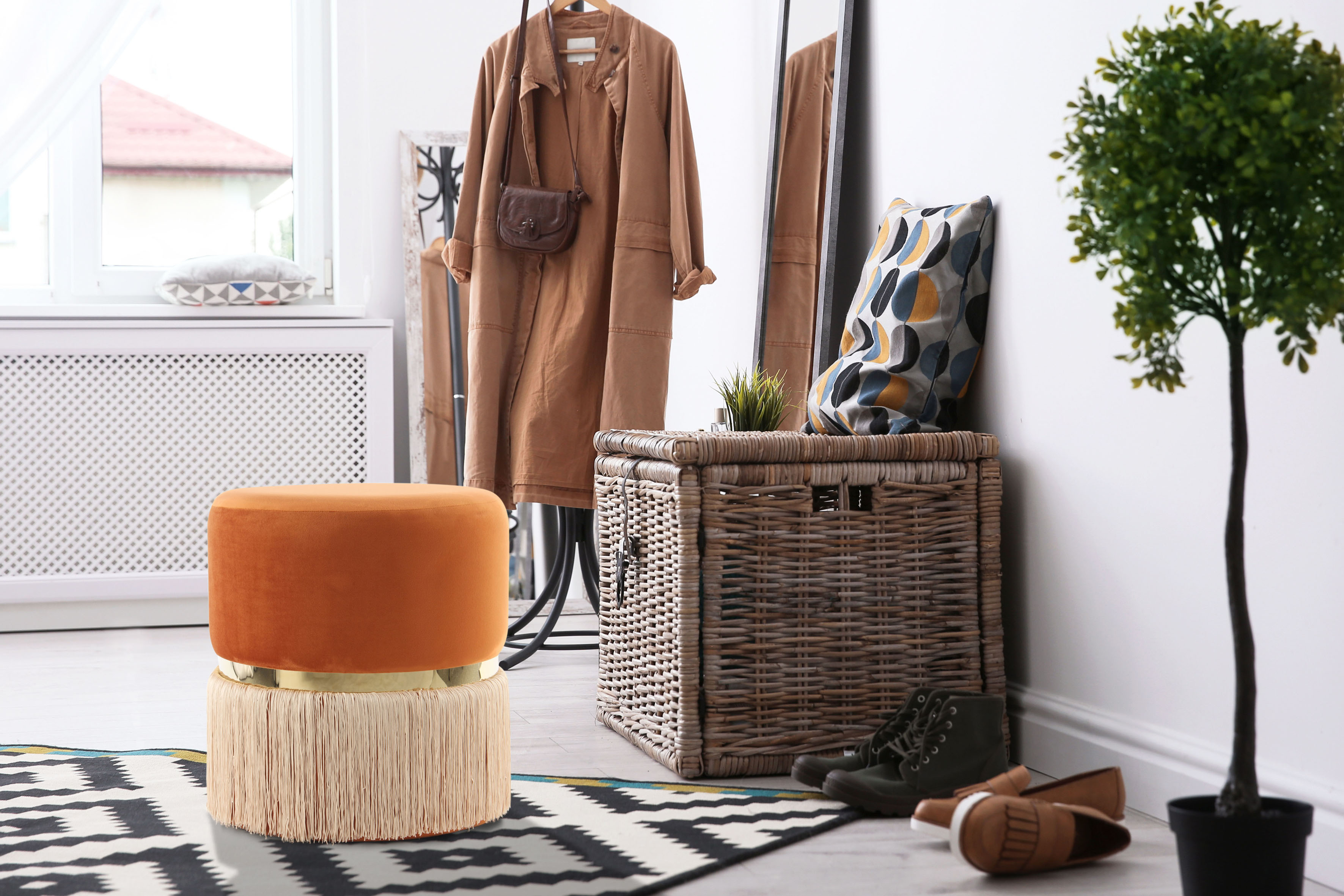 Kayoom Sitzhocker "Hocker Rebecca 825, Sitzpouf in runder Form,mit samtigem günstig online kaufen