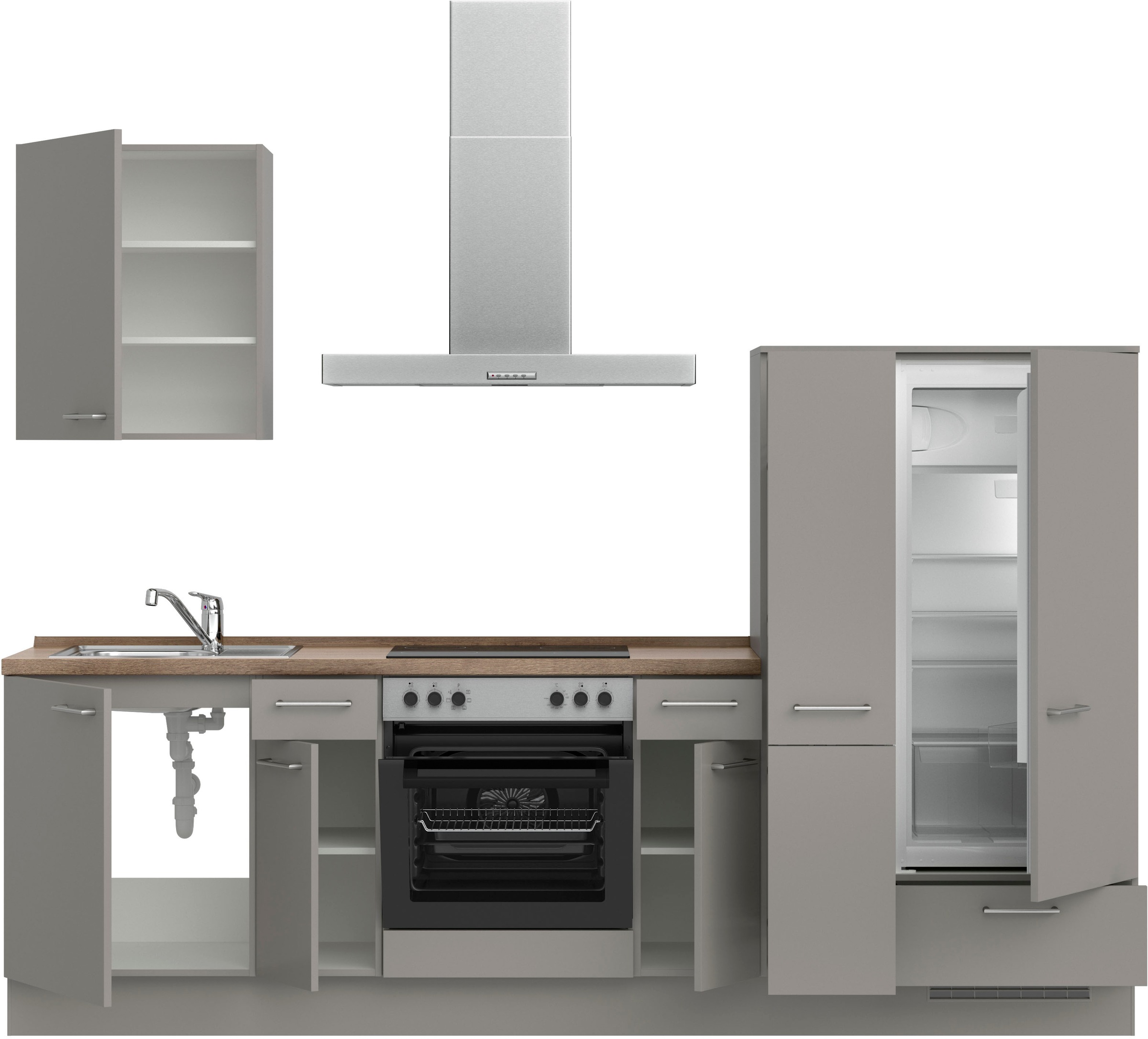 nobilia® Küchenzeile »"Laser I", Ausrichtung wählbar, Breite 270 cm« vormontiert, wahlw. mit unterschiedlichen E-Geräten-Sets