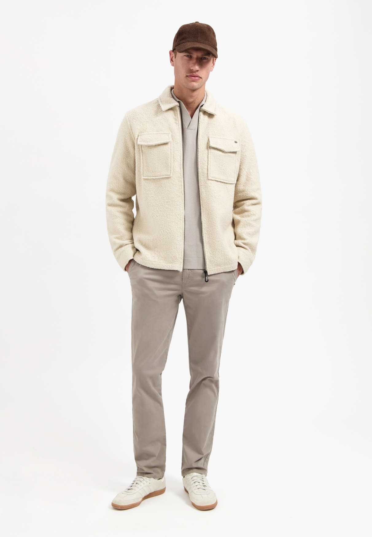 NO EXCESS Langarmhemd »No Excess Overshirt mit Wollreißverschluss«