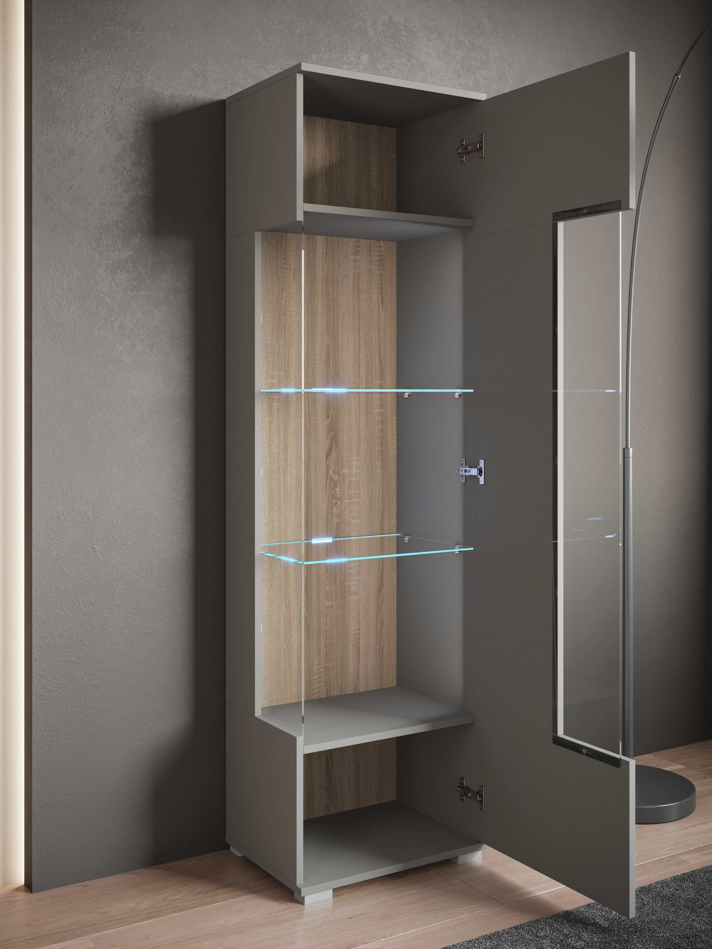 INOSIGN Vitrine »Kenia, stehend und hängend, Türanschlag wechselbar«, (1 St.), Vitrineschrank mit Glastüren 160 cm Höhe