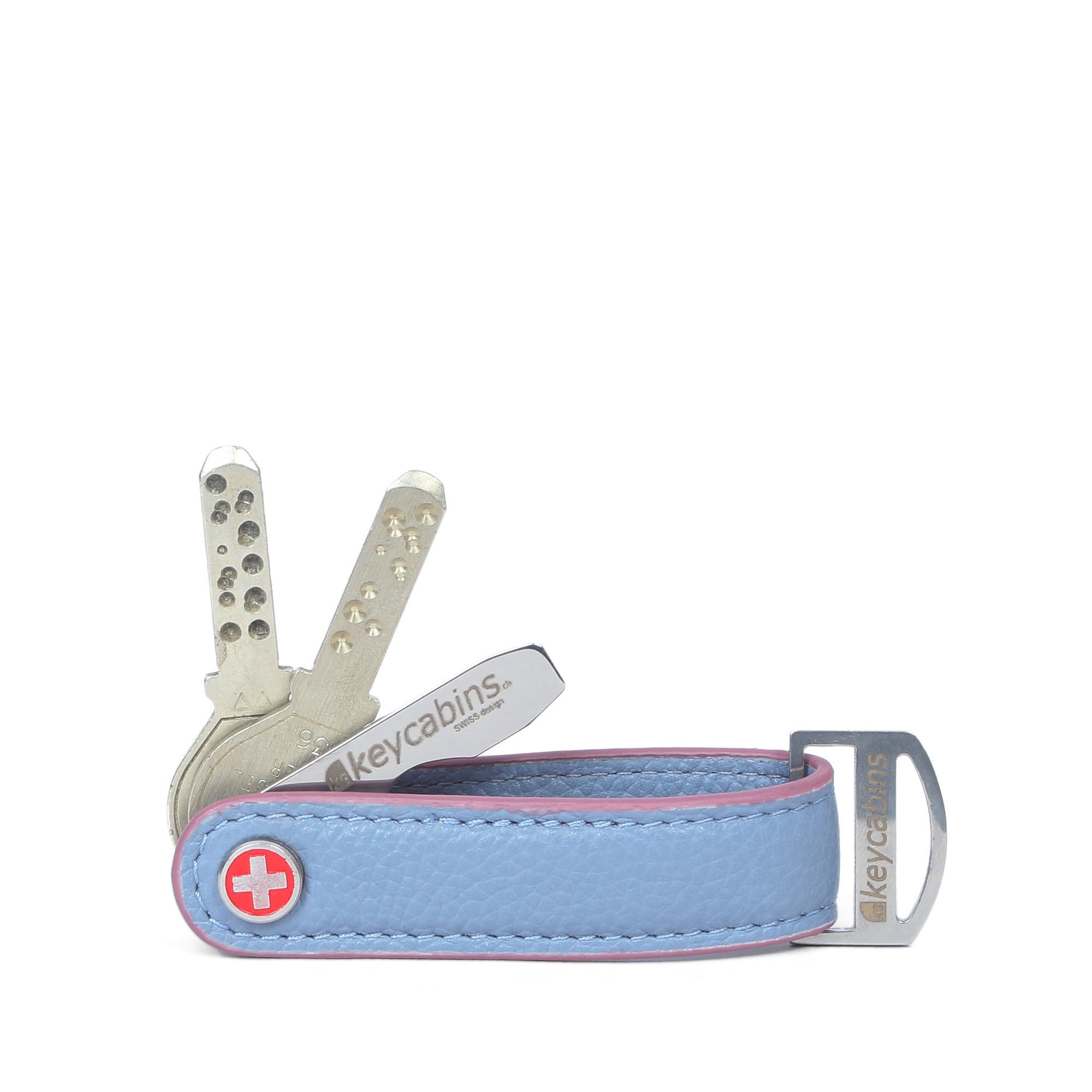 "Schlüsselanhänger KEYCABINS ""Loop-leather S4"", Damen, blau (sky blau, mauve), Leder, Basic, Schlüsselanhänger Schlüsselanhänger, SWISS Design"