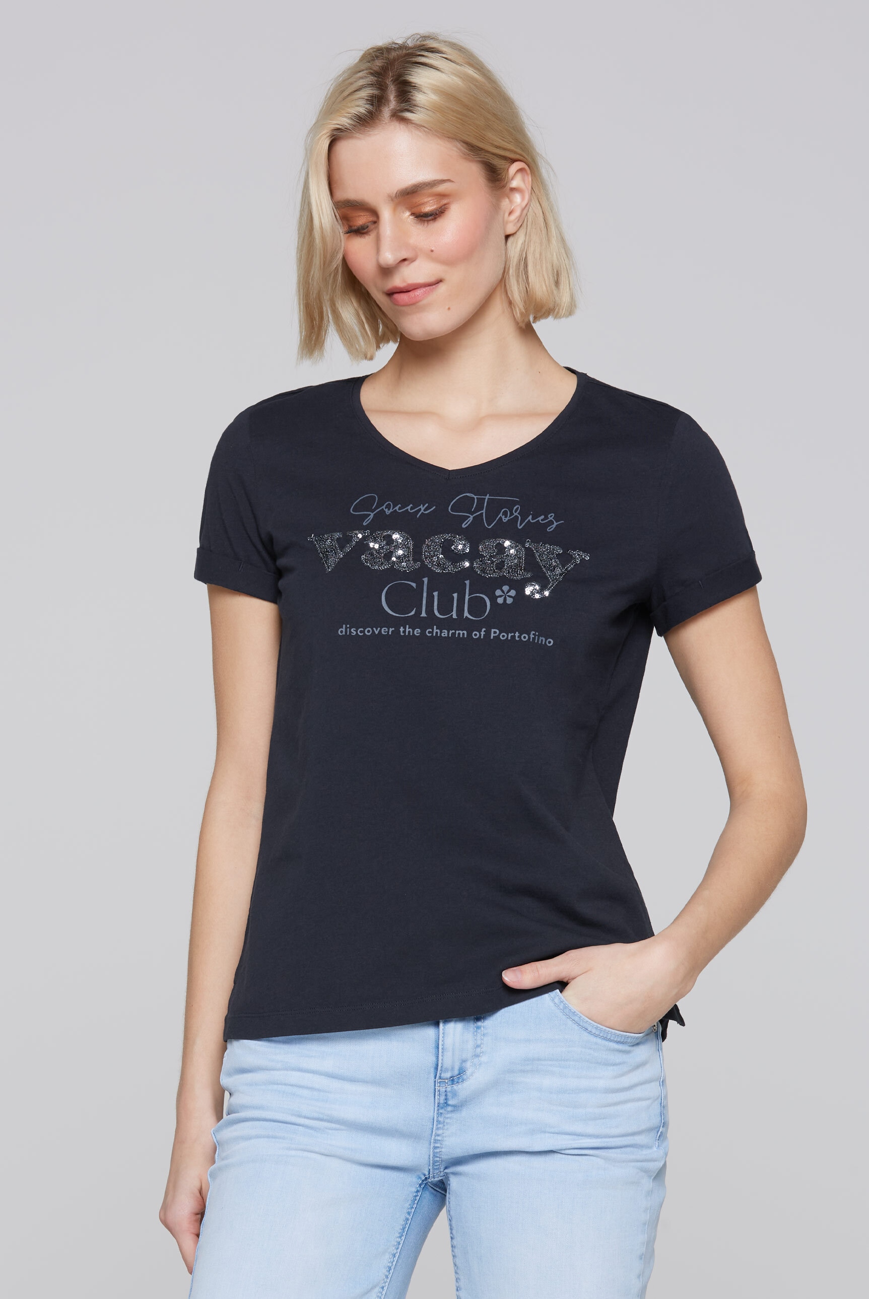 SOCCX V-Shirt, mit Seitenschlitze günstig online kaufen