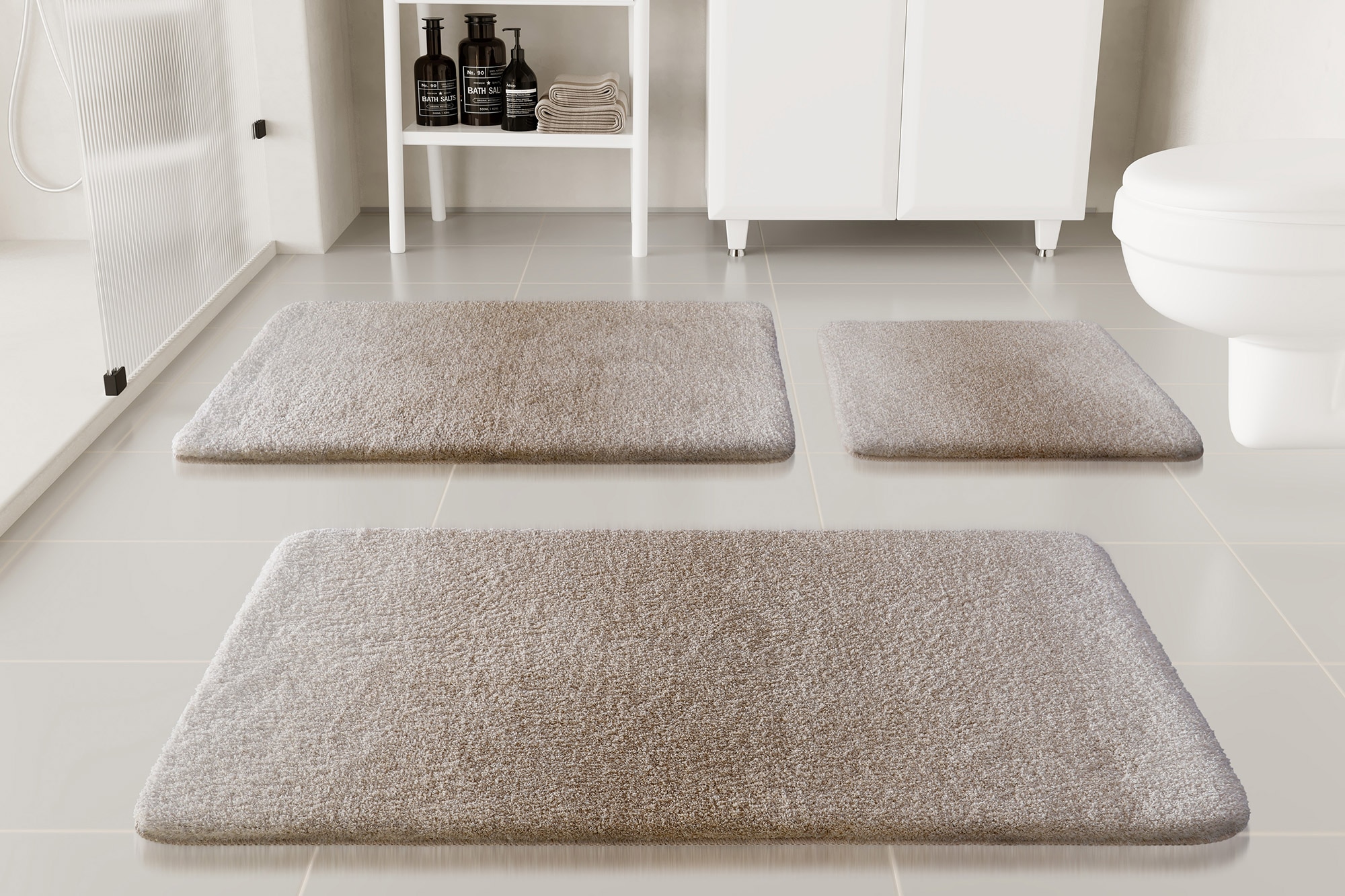 my home Badematte »Utta«, rutschhemmend beschichtet, schnell trocknend, Badteppich, getuftet, mit modernem Farbverlauf, flauschig, hochflor