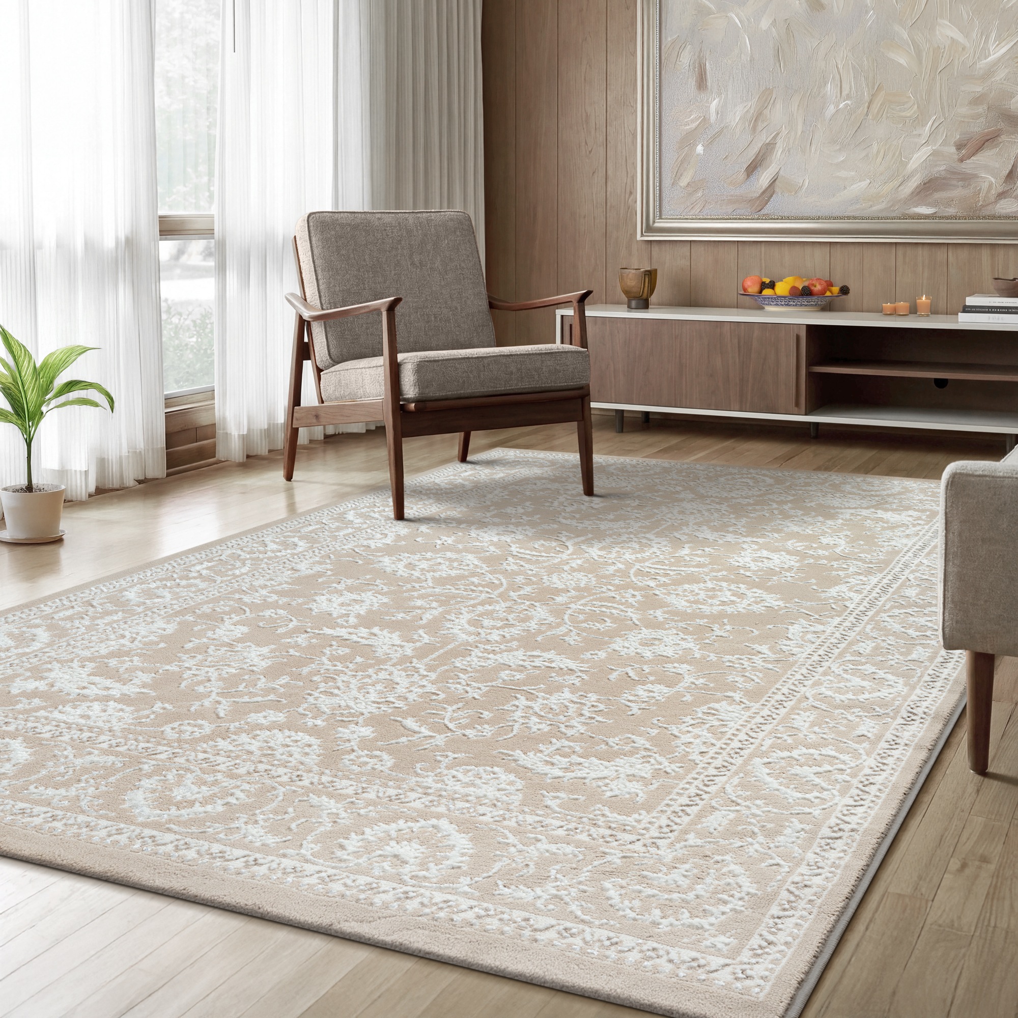Sanat Teppich »Harmony 3221, auch als Läufer und rund« rechteckig 12 mm Höhe Wohnzimmer, Kurzflor, modern,  Orient Optik, Schlafzimmer