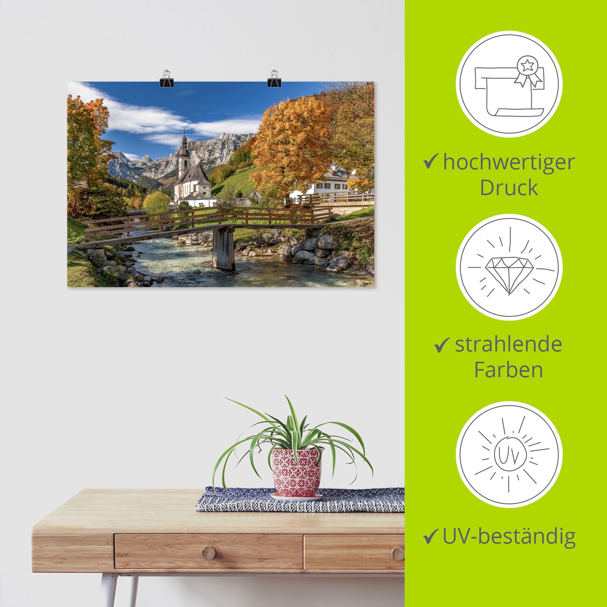Artland Wandbild »Herbst im Berchtesgadener Land«, Berge & Alpenbilder, (1 St.), als Alubild, Leinwandbild, Wandaufkleber oder Poster in versch. Größen