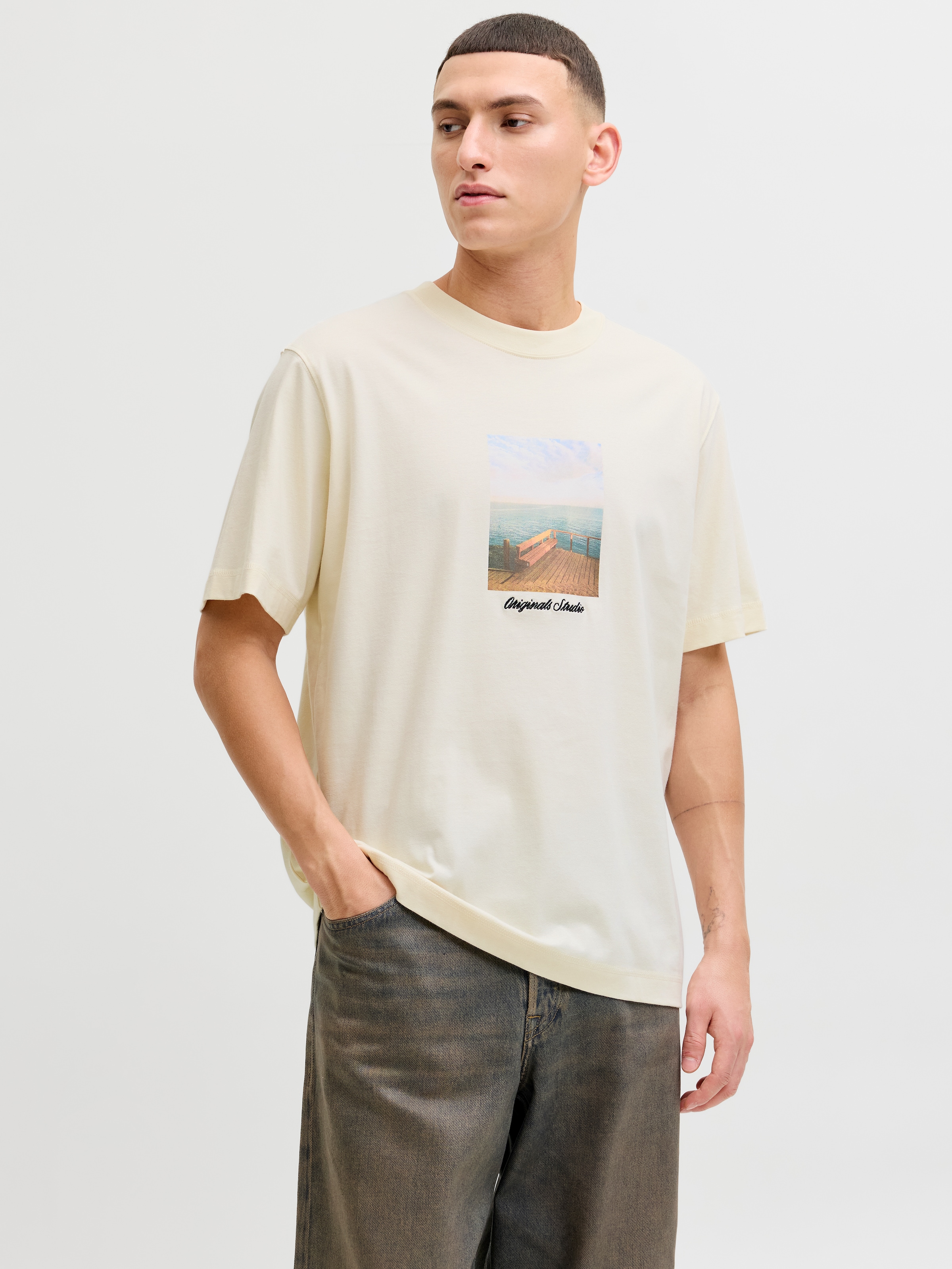 Jack & Jones T-Shirt "Jornorrebro Photo Tee Ss Crew Neck" Baumwolle, Relaxed Fit