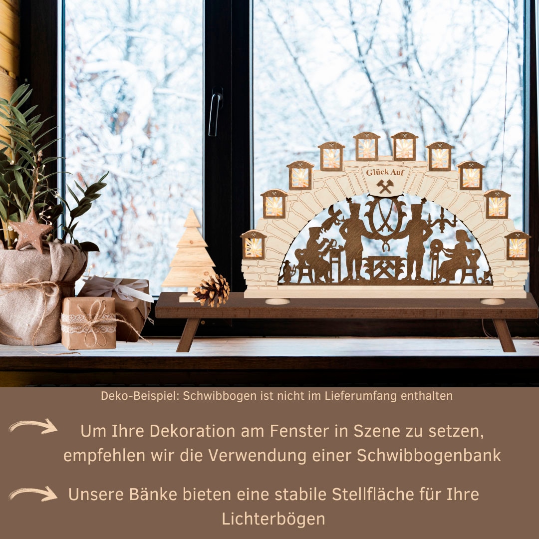 Weigla Schwibbogen-Fensterbank »Weihnachtsdeko«, aus Holz, buche-rustikal, Höhe ca. 11 cm