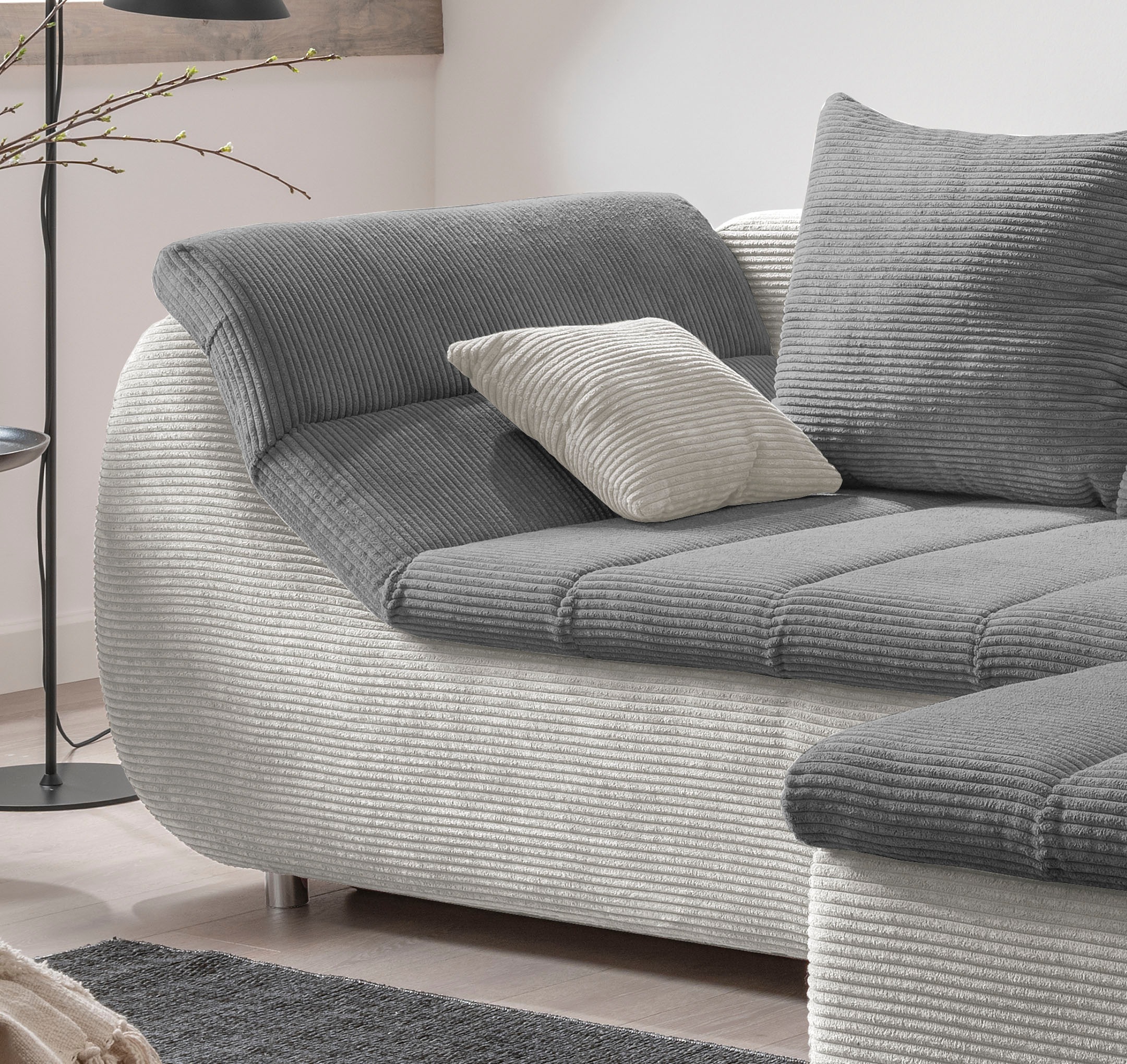 INOSIGN Ecksofa »Imola elegant und bequem, aktuelle Steppung im Sitz, L-Form«, wahlweise mit Bettfunktion