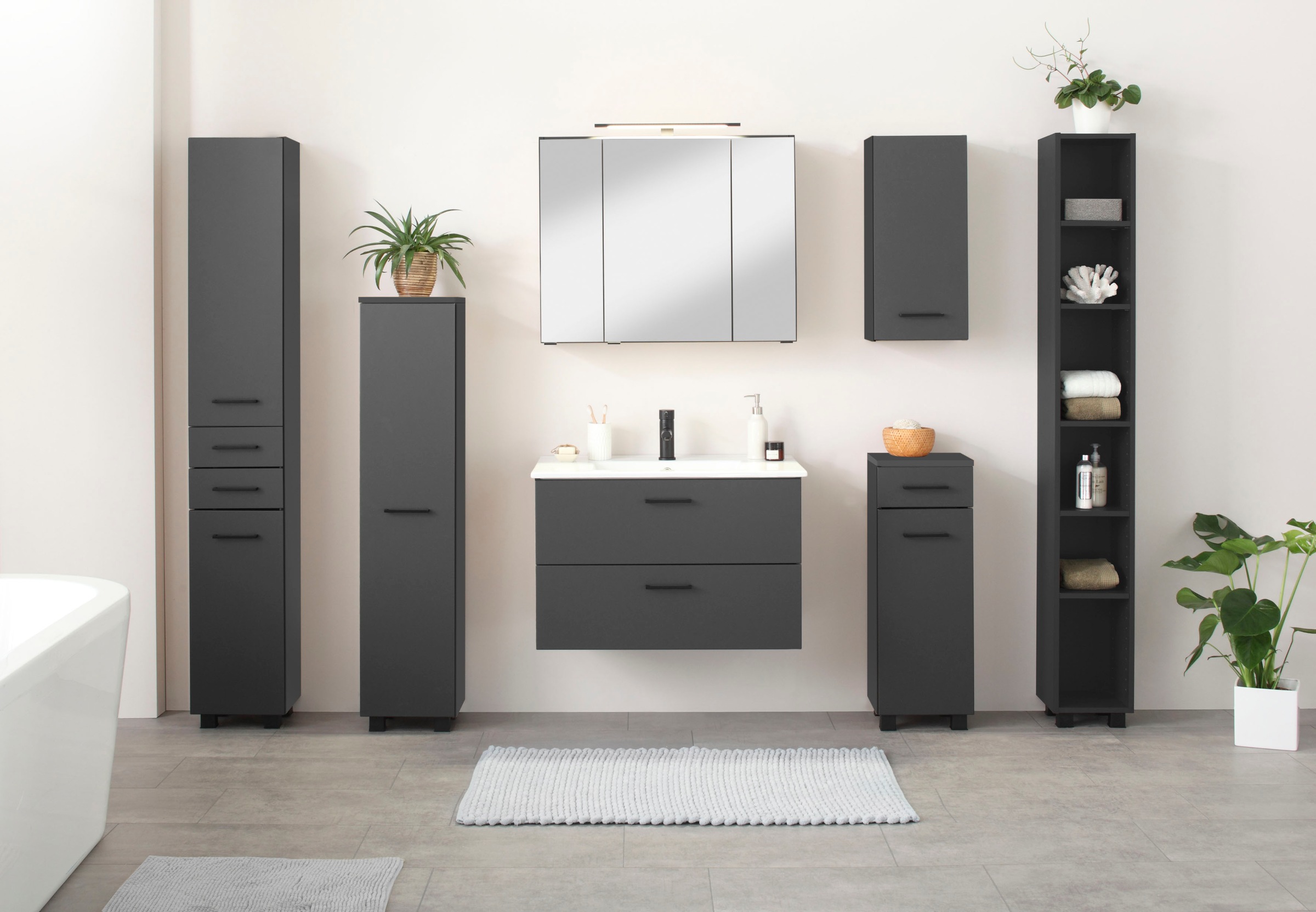 welltime Waschtisch "Trento Badezimmerschrank mit Becken" Badmöbel in Breit günstig online kaufen