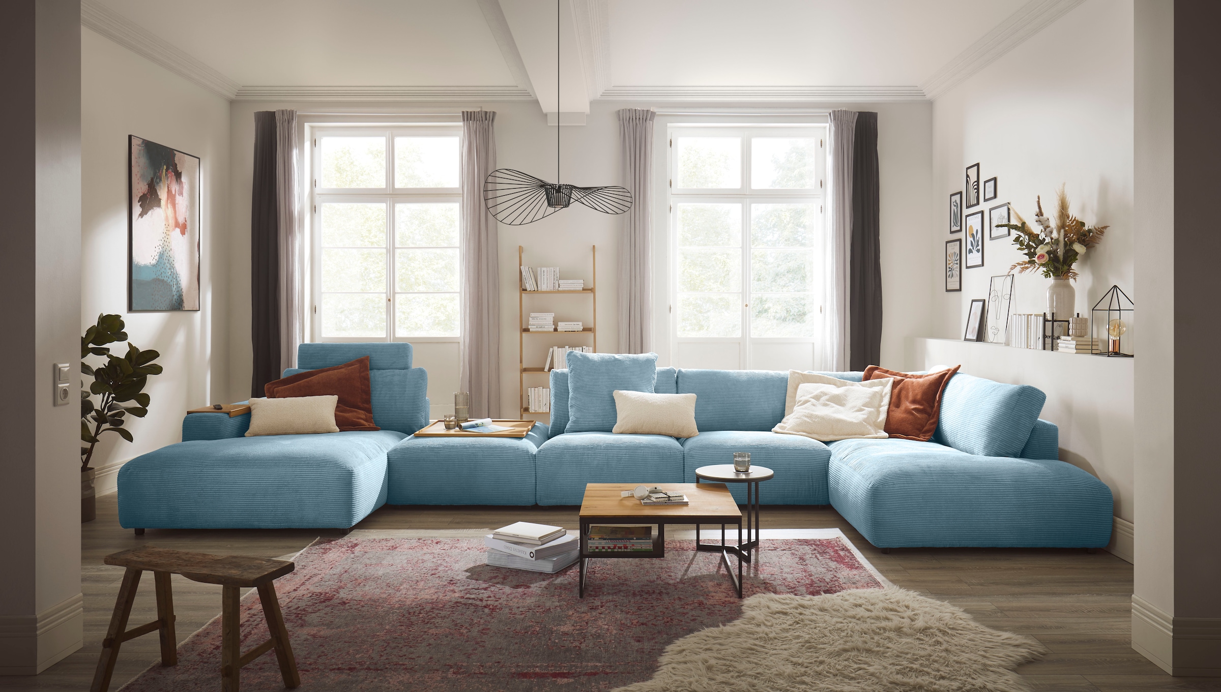 Musterring Wohnlandschaft "Lucia bequem und viel Platz, U-Form" Cord-Bezug, inklusive Kopfstütze, Gesamtbreite 524 cm
