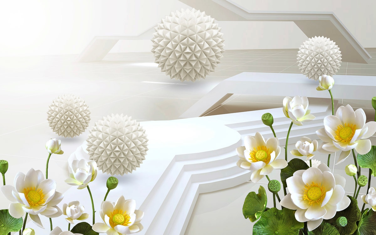 Papermoon "Abstrakt 3D Effekt mit Blumen"