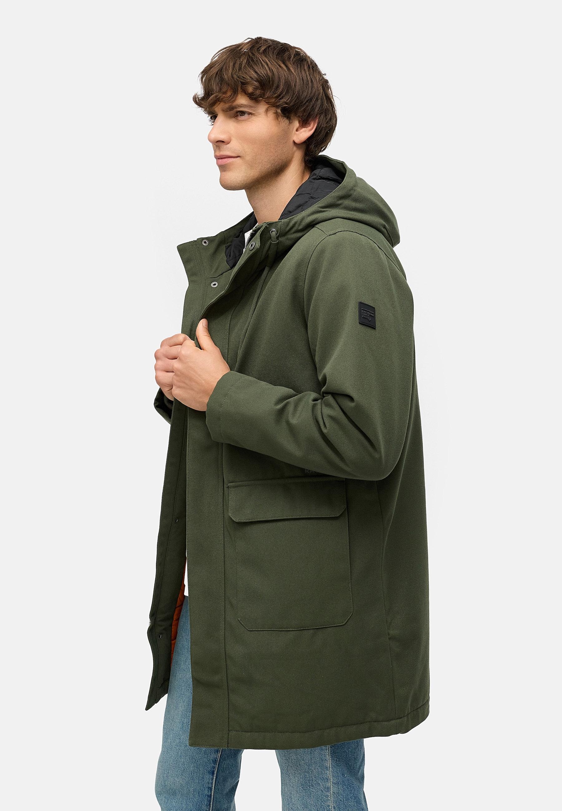 Ragwear Wintermantel »Mr Them Long« lange wasserdichte Herren Winterjacke mit Kapuze