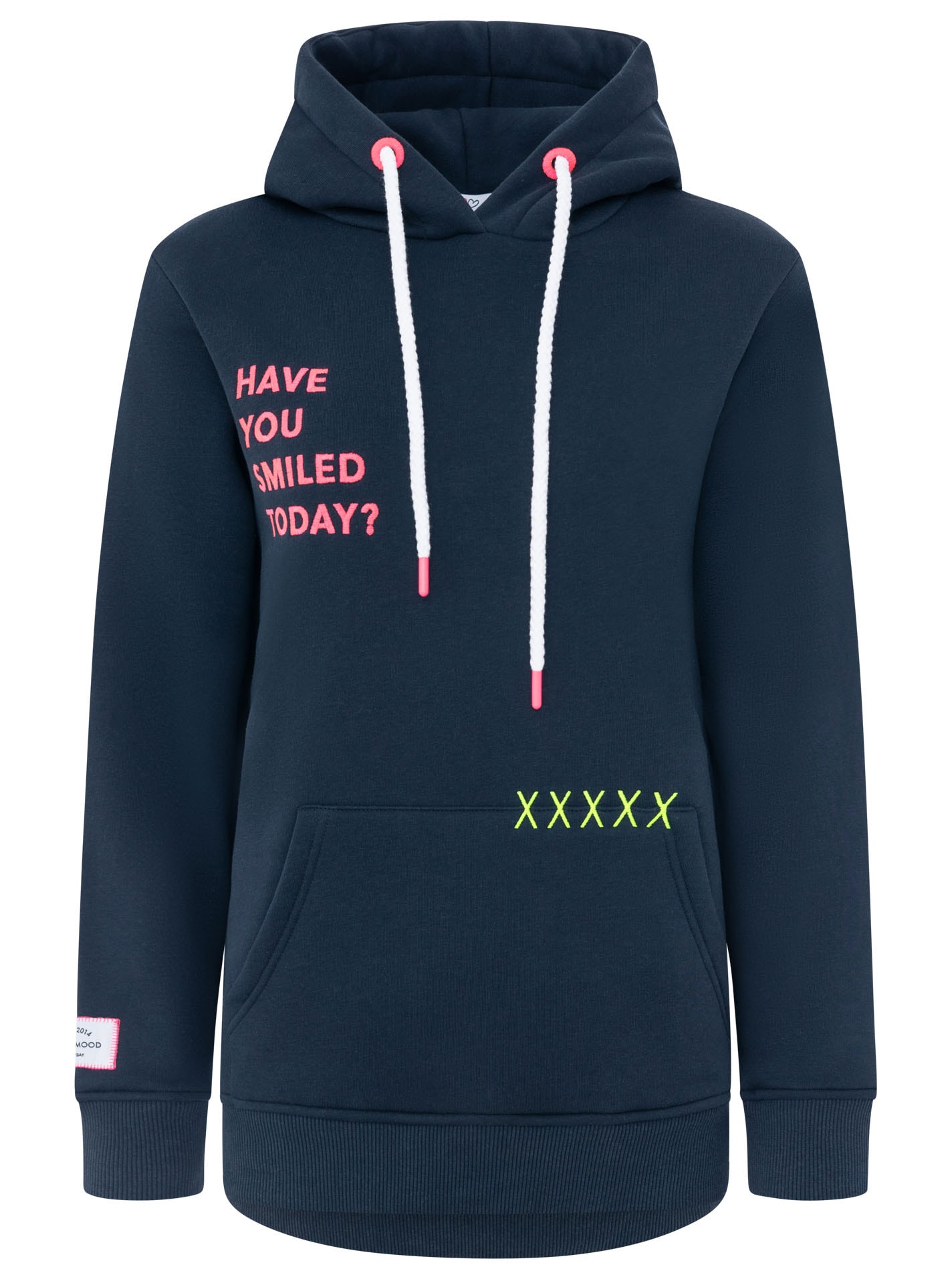 Zwillingsherz Hoodie »"Smile Cross"«, Statement Schriftzug, Stickerei, Kapuze, Kängurutasche
