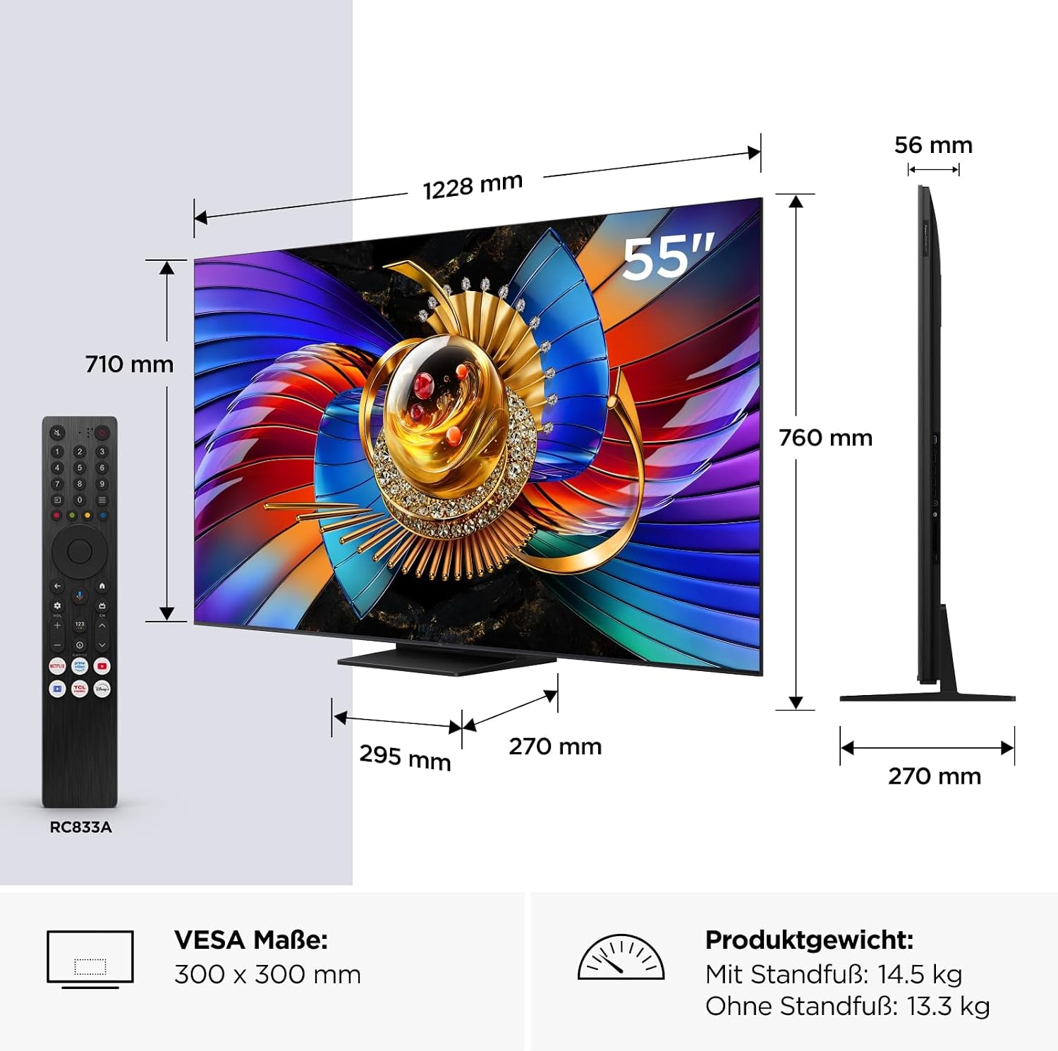 TCL QLED Mini LED-Fernseher »55Q7D ProX1« 139 cm/55 ″ SQD-Mini LED, AiPQ Prozessor, ONKYO 2.1, Dolby Vision, Apple AirPlay 2