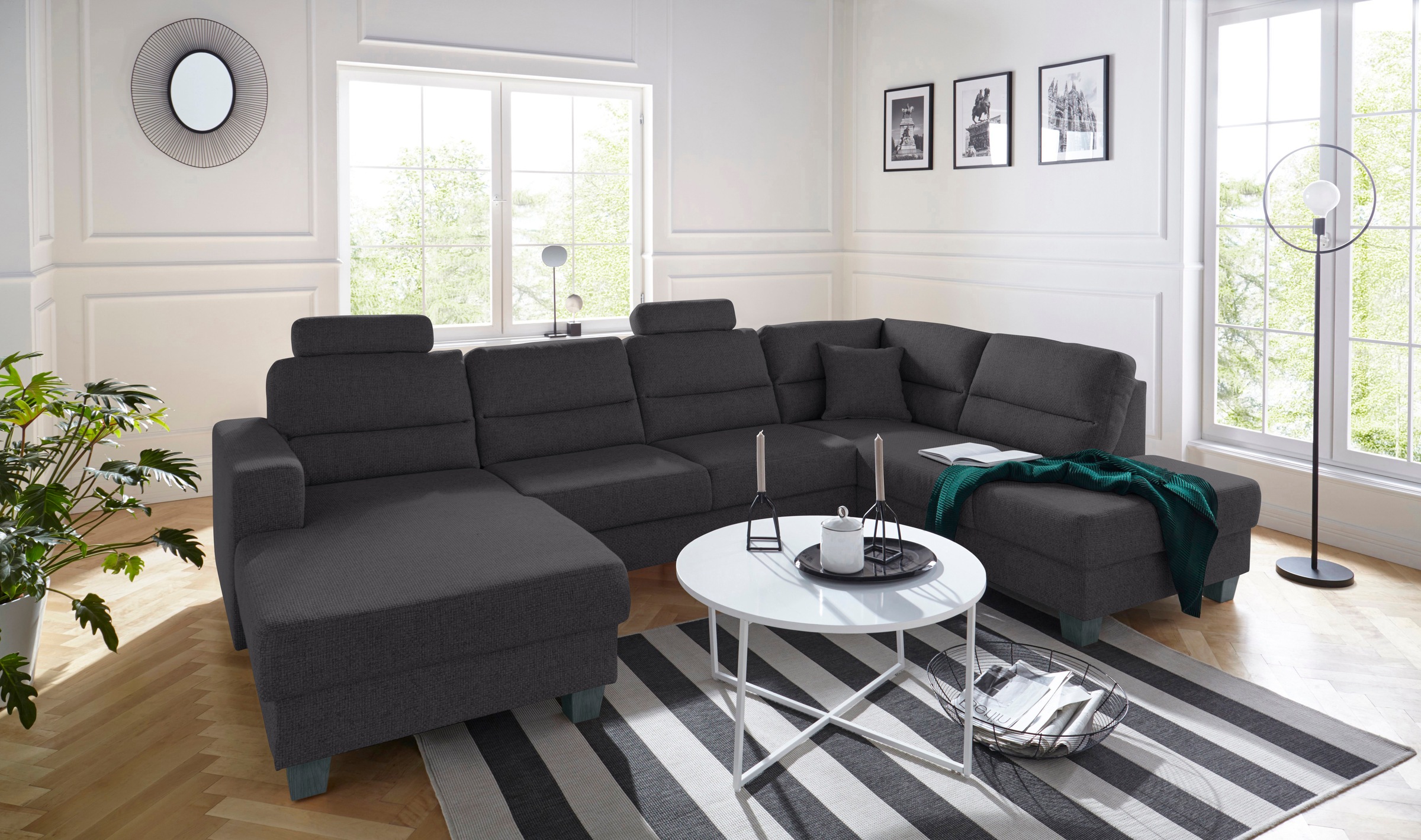 TRENDMANUFAKTUR Wohnlandschaft "Chamber, U-Form" inklusive zwei Kopfstützen günstig online kaufen