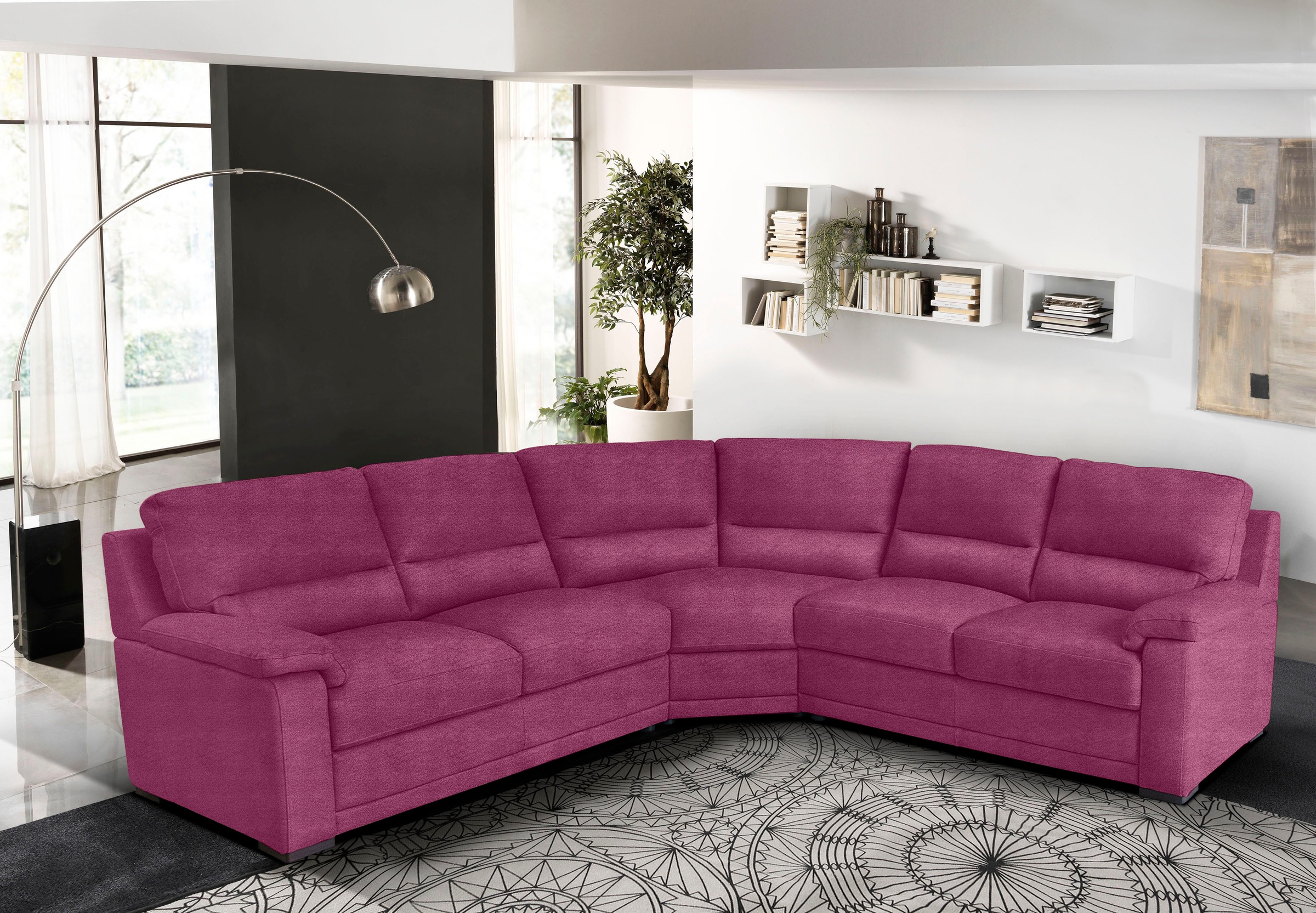 Egoitaliano Ecksofa "Doris, modernes Designerecksofa in hochwertigen Microfaserqualitäten" edle Detailverarbeitung, wahlweise fleckenabweisend oder in Lederoptik