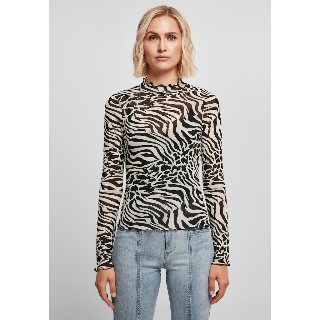 URBAN CLASSICS Langarmshirt »Urban Classics Damen Ladies AOP Mesh Turtleneck Longsleeve«, (1 tlg.)