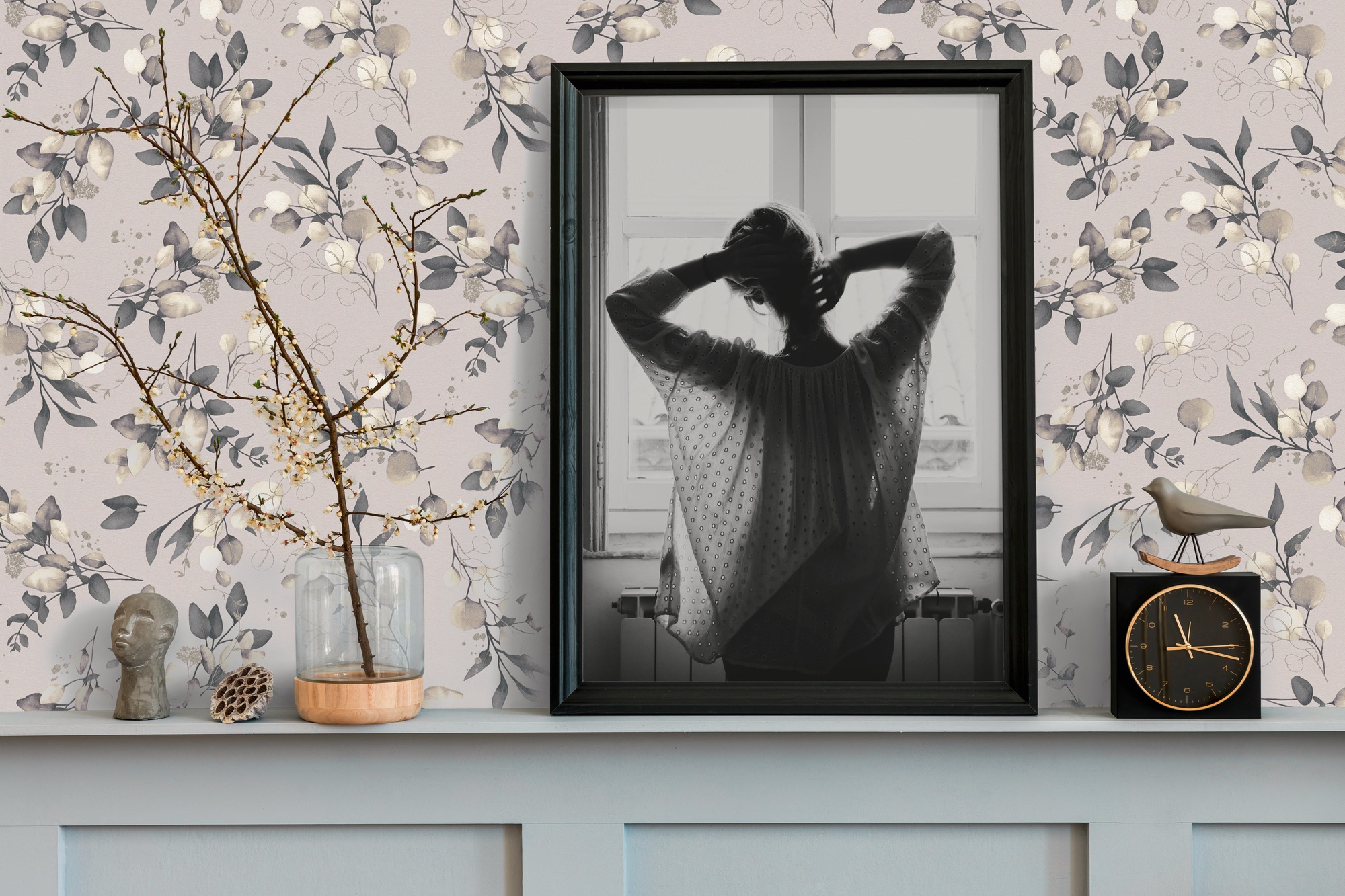 A.S. Création Vliestapete »Pure Elegance Blumen-Tapete Mustertapete Blümchen Blattmuster«, leicht glänzend, Vliestapete floral für Schlafzimmer Küche Wohnzimmer Blumen Design