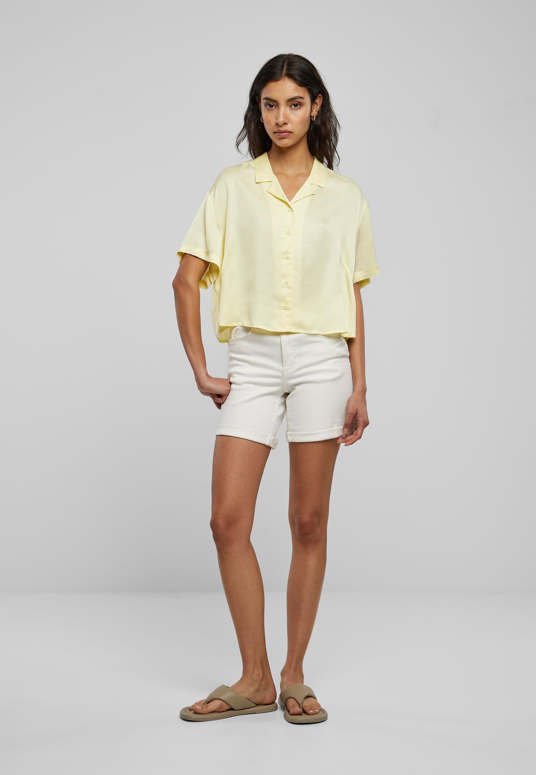 URBAN CLASSICS Langarmhemd »Urban Classics Damen Ladies Viscose Satin Resort Shirt«, (1 tlg.)