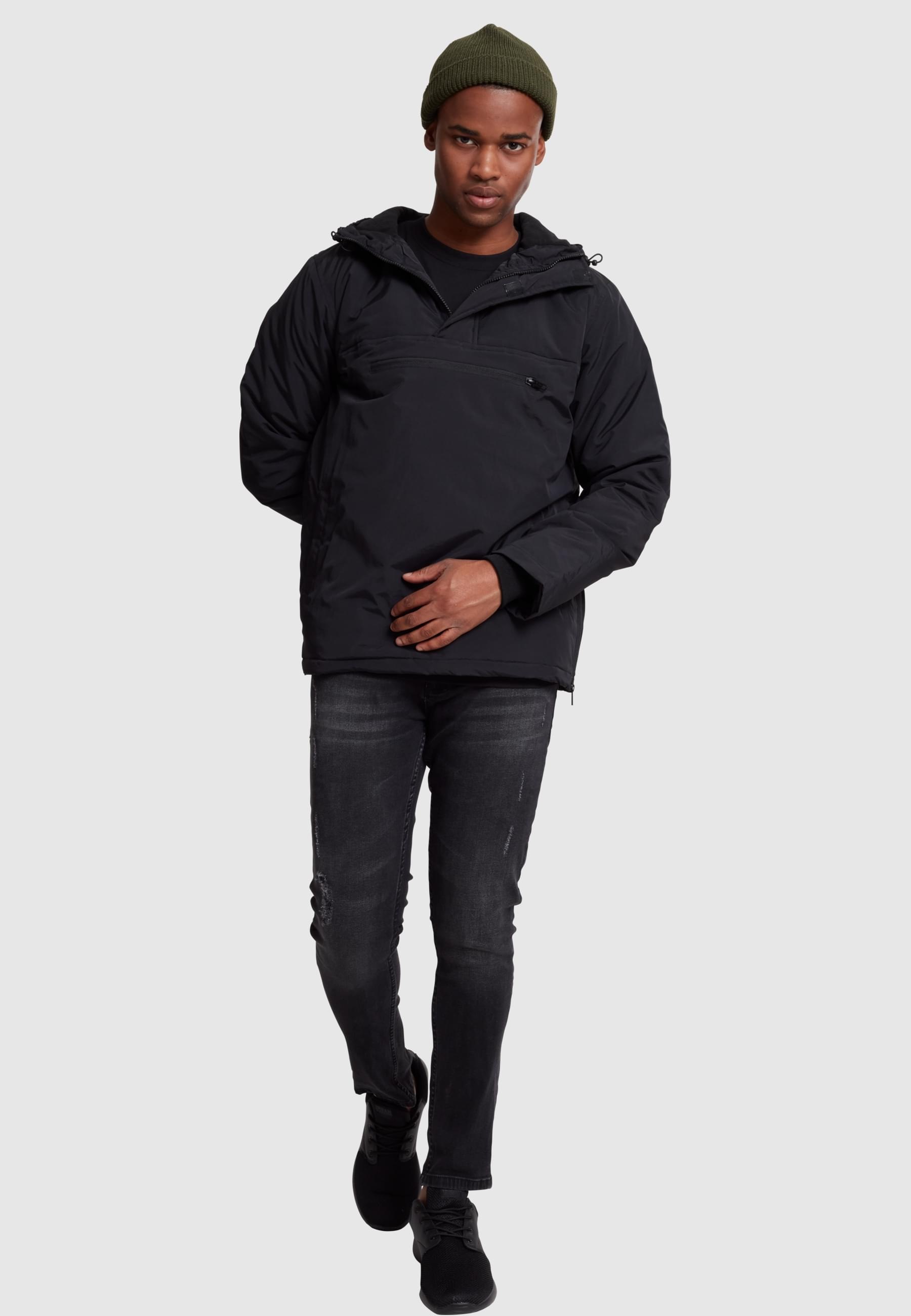 URBAN CLASSICS Allwetterjacke »Urban Classics Herren Padded Pull Over Jacket« 1 Stk. tlg. mit Kapuze