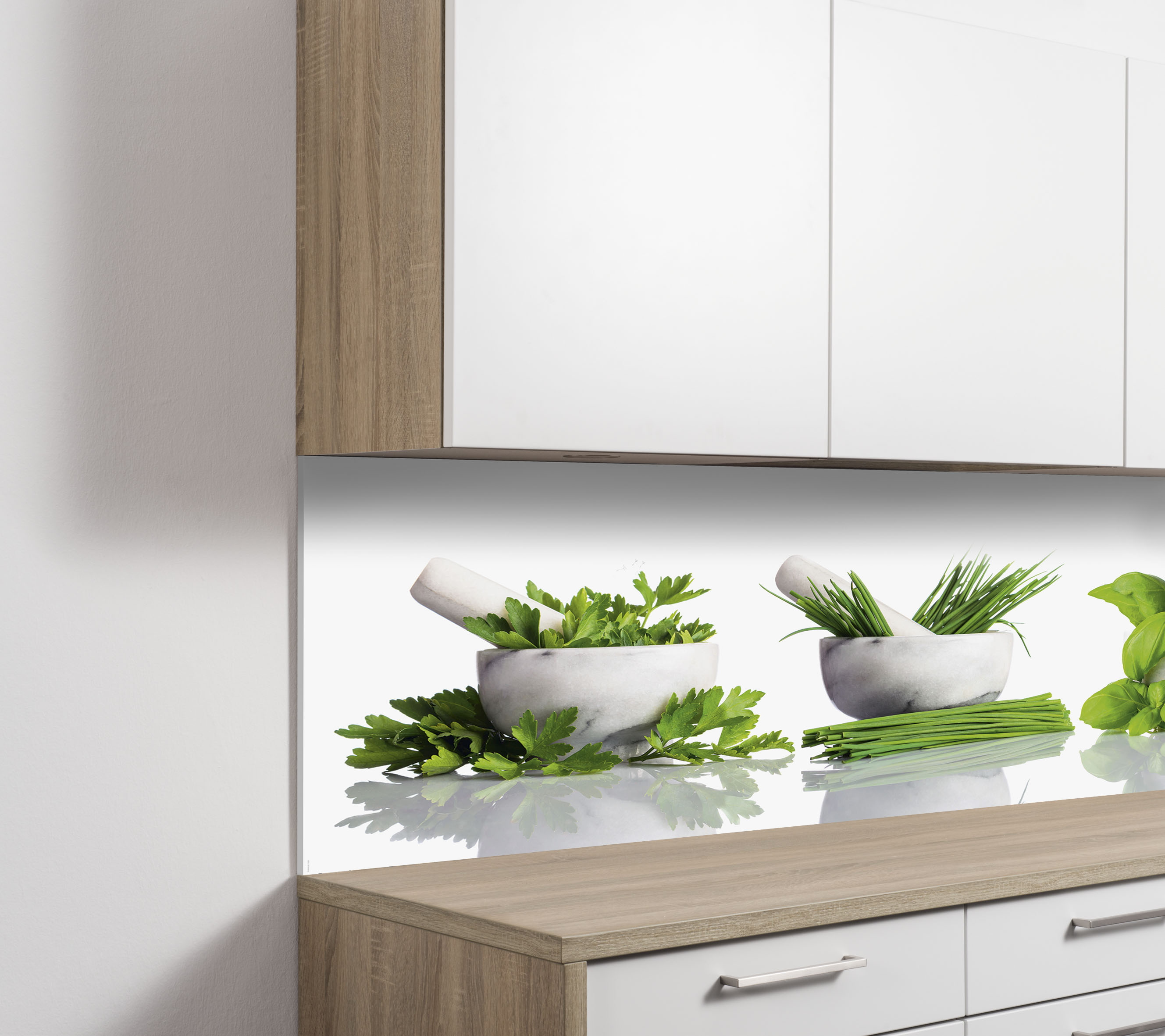 EXPRESS KÜCHEN Küchenrückwand "Kräuter", B/H: 180cm x 55,9cm, grün, Spritzschutzwände