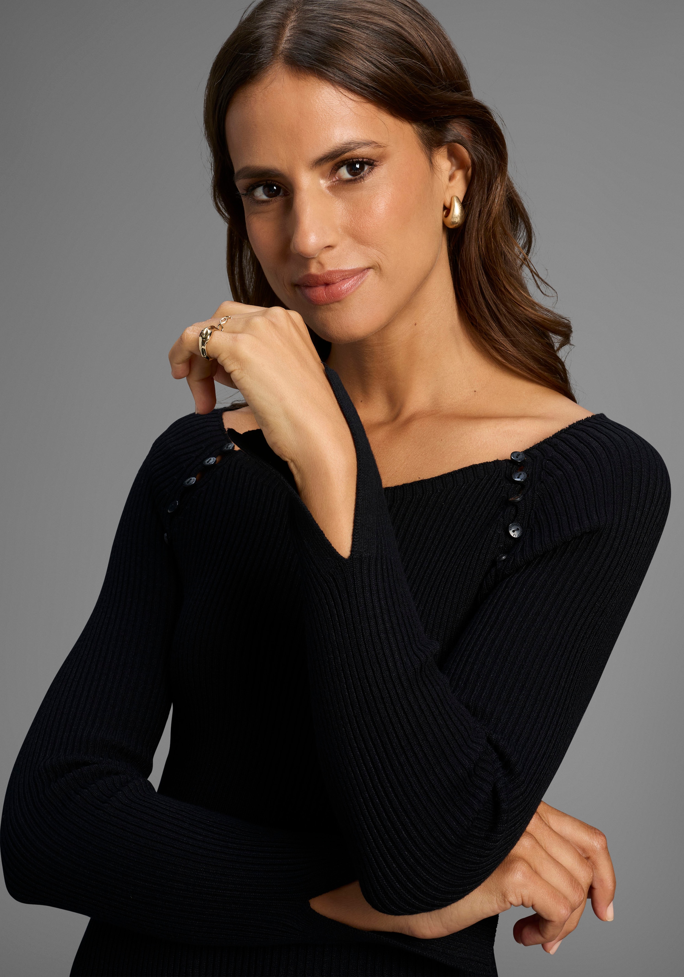 HECHTER PARIS Strickkleid, mit Cutouts und Knöpfen - NEUE KOLLEKTION