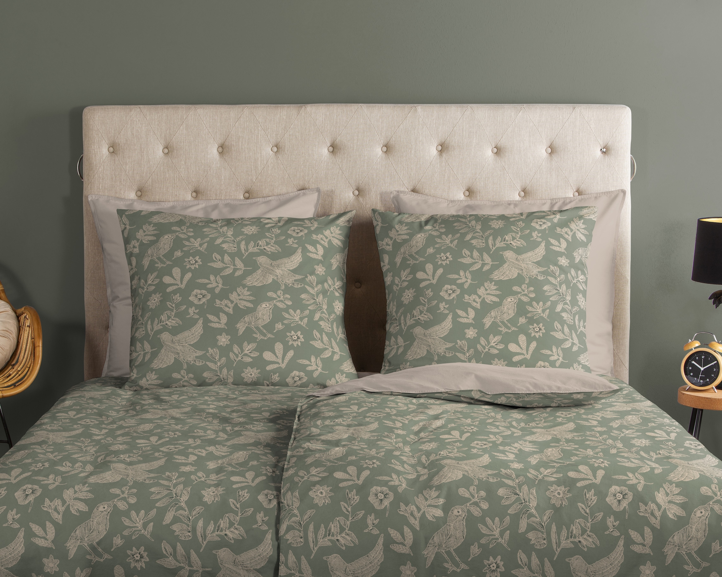 good morning Wendebettwäsche »Odette« 2 100% Baumwolle, Renforcé, Reißverschluss, Wendeoptik, Blätter