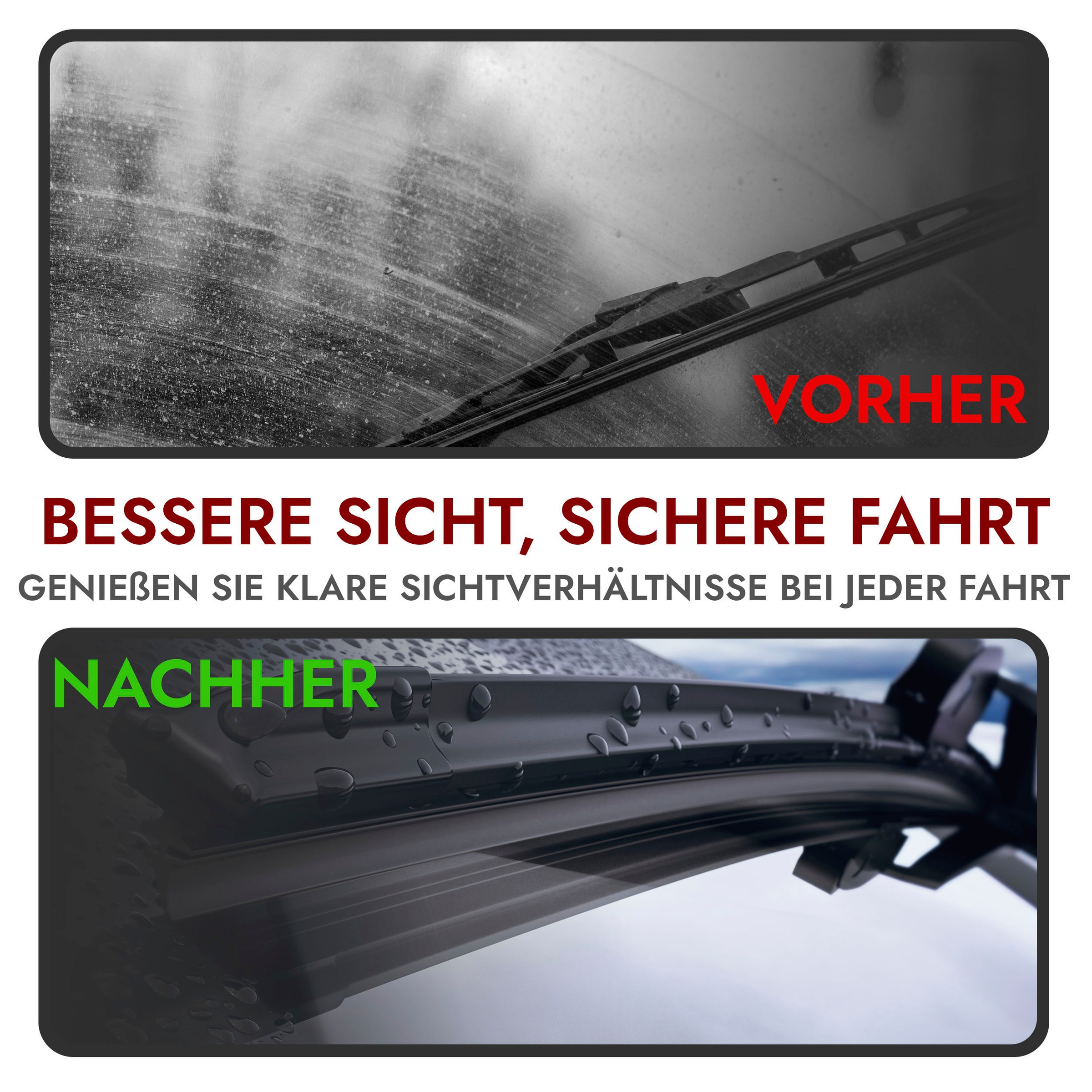 RECAMBO Scheibenwischblätter für SEAT LEON - Typ 1M - BJ 1999-2006 -  Scheibenwischer, Front: 475 mm + 525 mm - Klare Sicht, jederzeit