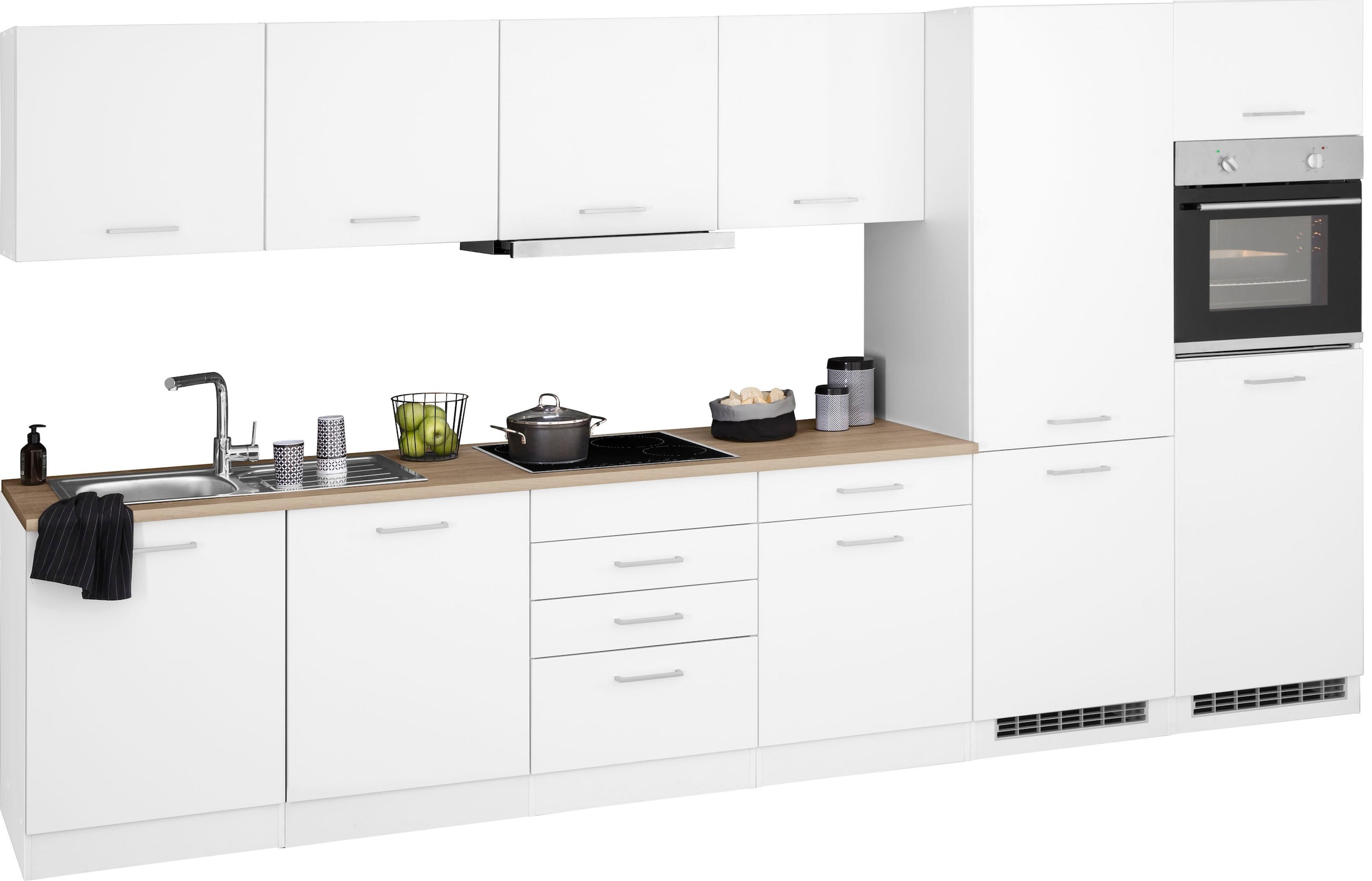 Küchenzeile »Visby«, mit E-Geräten, Breite 360 cm inkl. Kühl/Gefrierkombination