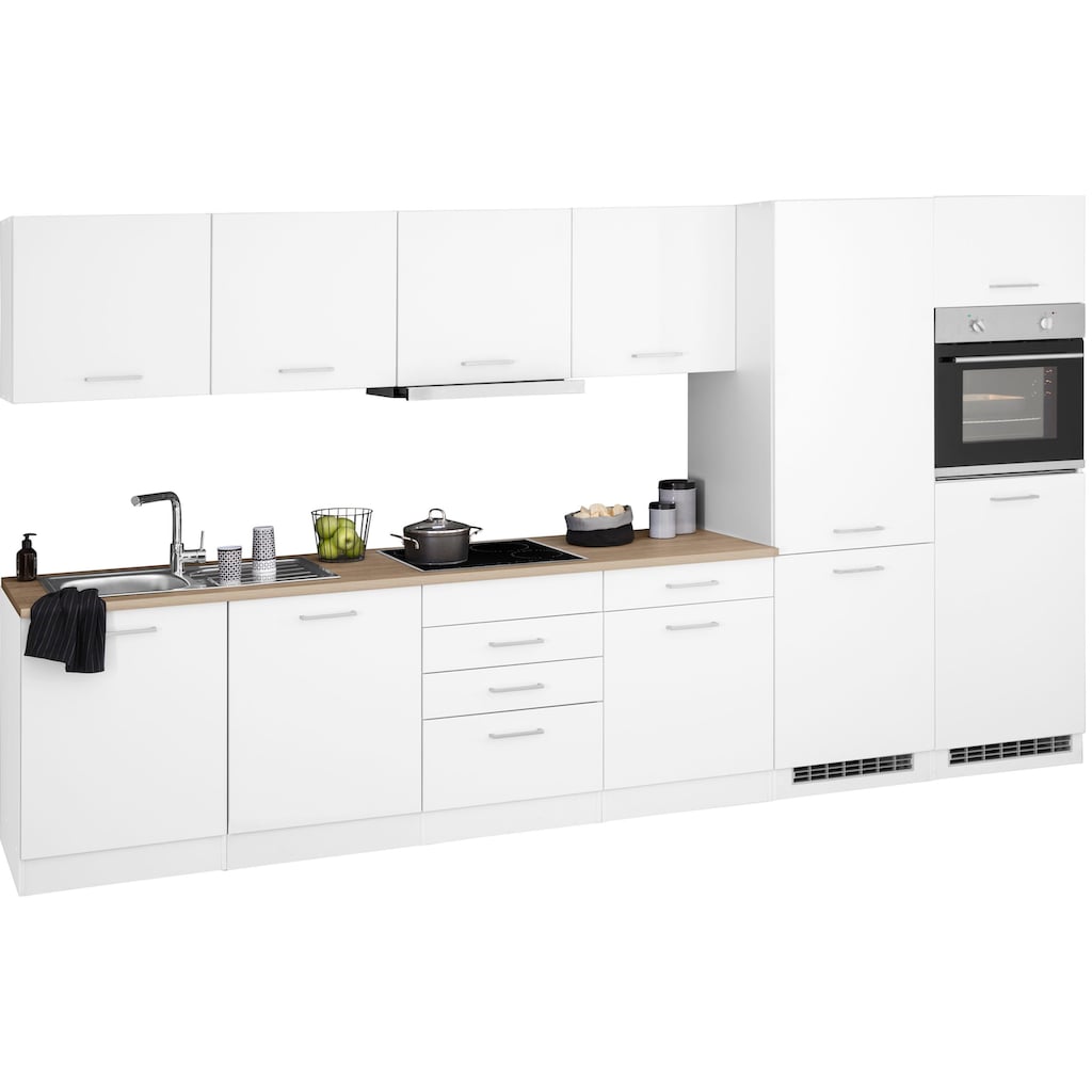 HELD MÖBEL Küchenzeile »Visby«, mit E-Geräten, Breite 360 cm inkl. Kühl/Gefrierkombination