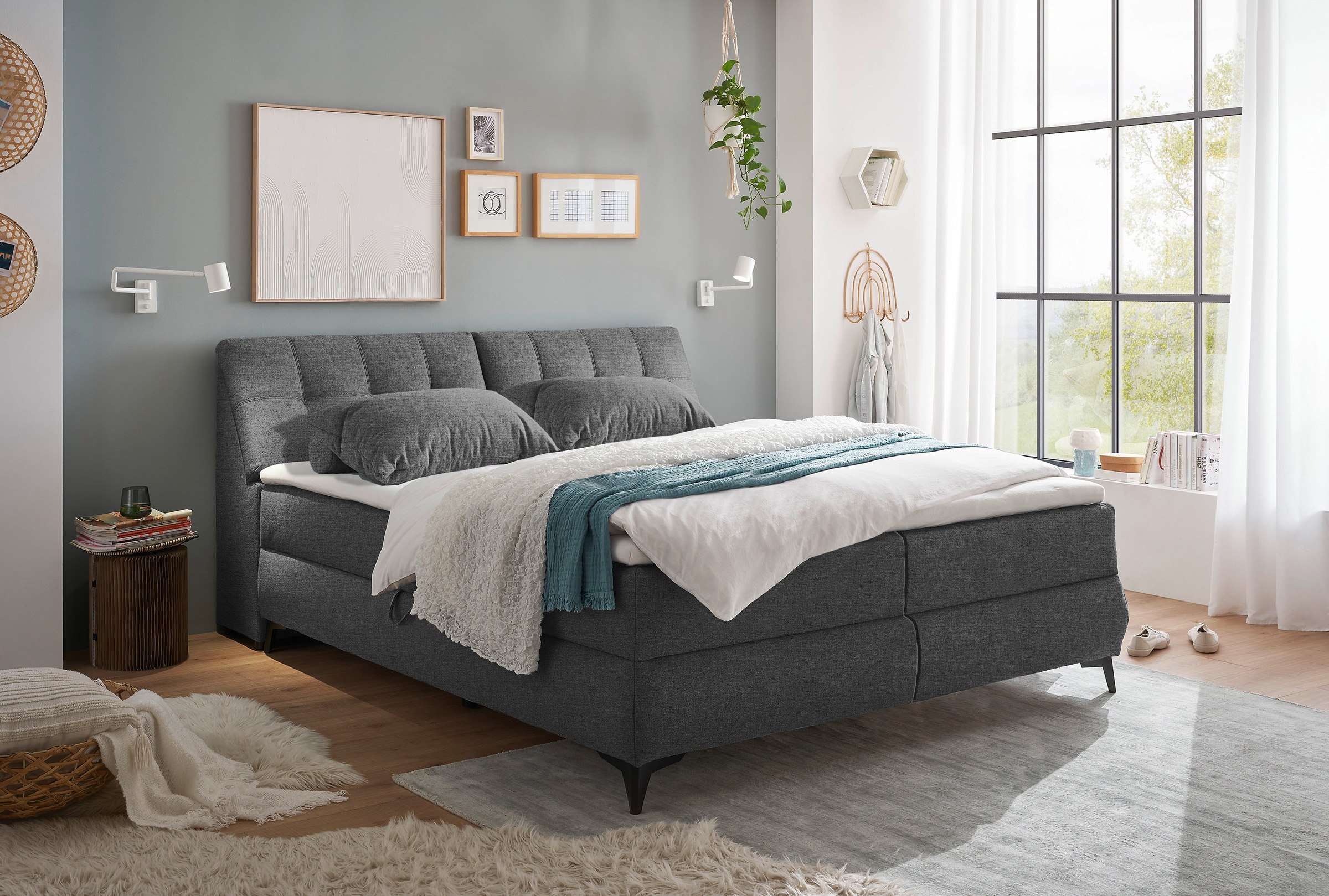 ED EXCITING DESIGN Boxbett »Atlantis«, mit Bettkasten und Stauraum im Kopfteil