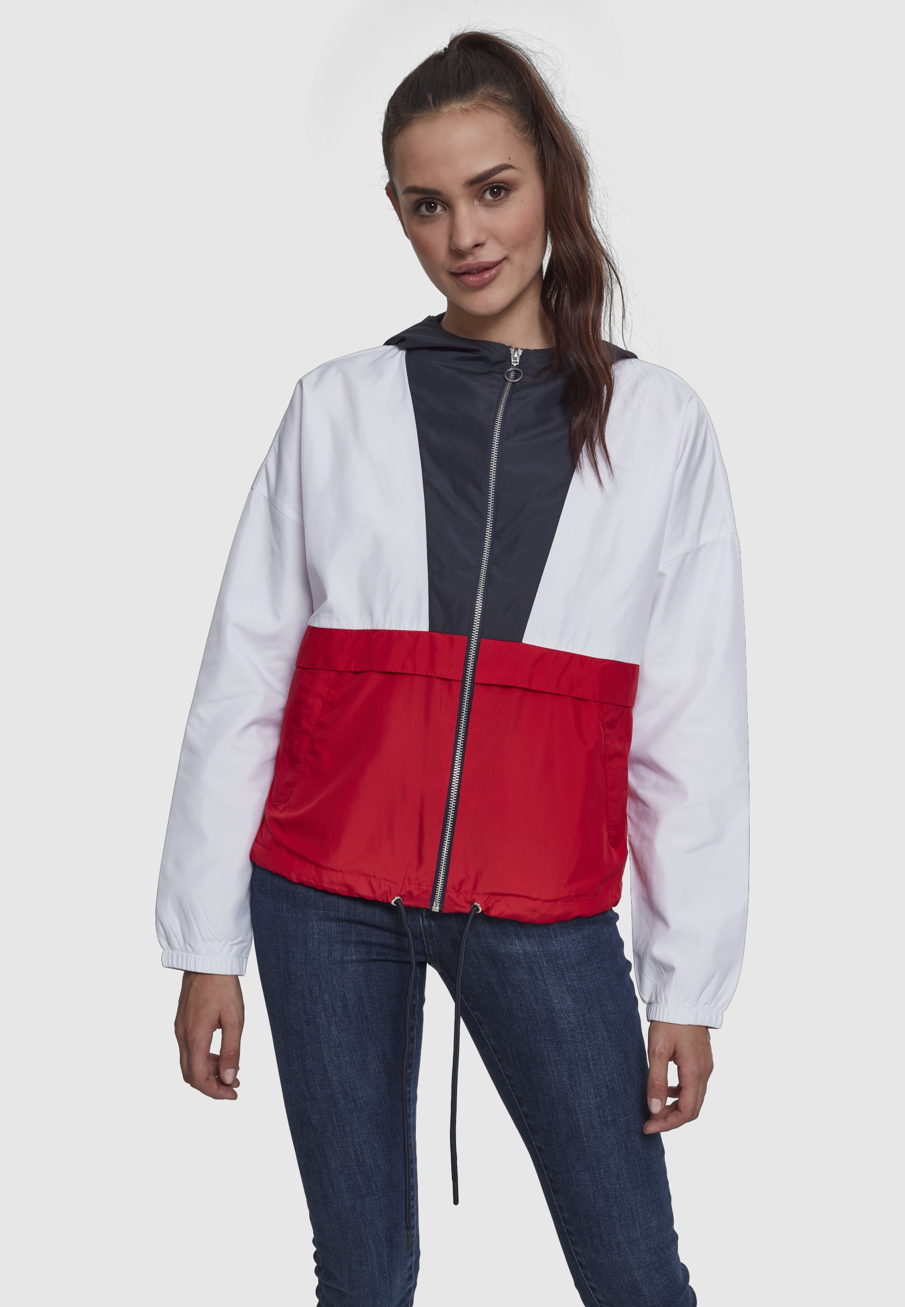 URBAN CLASSICS Anorak »Urban Classics Damen Ladies 3-Tone Oversize Windbreaker« 1 Stk. tlg. mit Kapuze