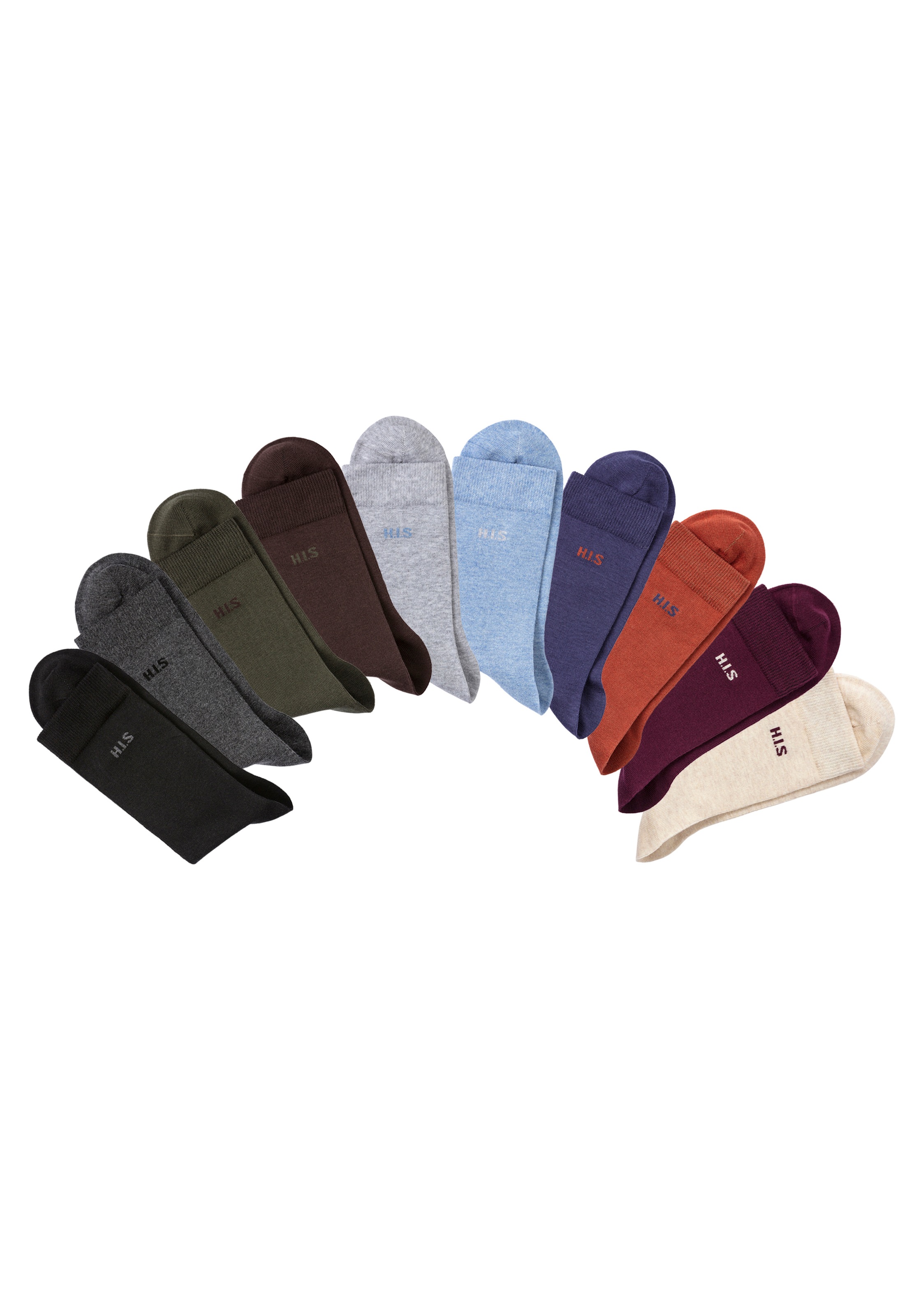 H.I.S Socken Packung, 10 Stk. tlg. mit farbigem Innenbund günstig online kaufen