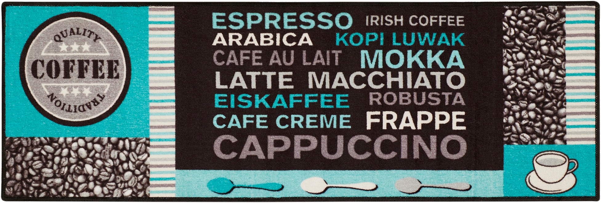Andiamo Küchenläufer "Cafe Creme" rechteckig 4 mm Höhe Motiv Kaffee, mit Schriftzug, Größe 50x150 cm, Küche