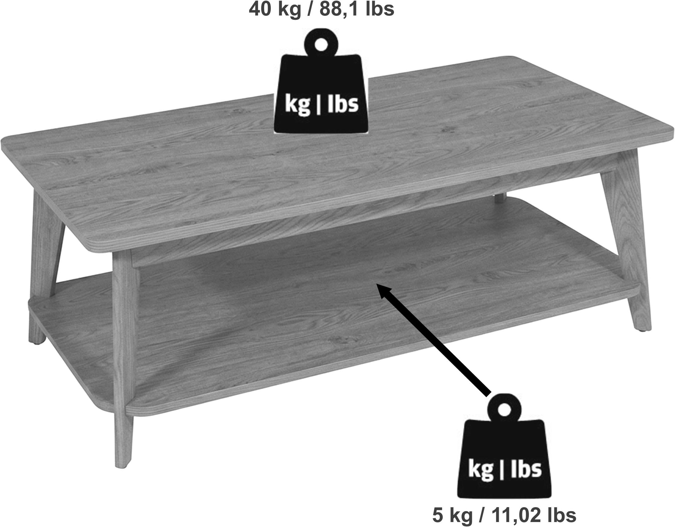 Jahnke Couchtisch »SIXTY COFFEE« Couchtisch, 2 Ebenen, Skandi, Walnuss-Optik&Marmor-Look, Breite:110 cm
