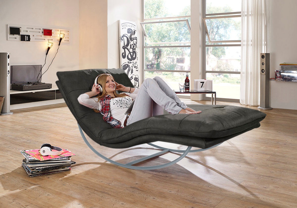 W.SCHILLIG Relaxliege »daily dreams«, in Waffelkissen-Optik, Schaukelgestell silber matt, in 2 Breiten