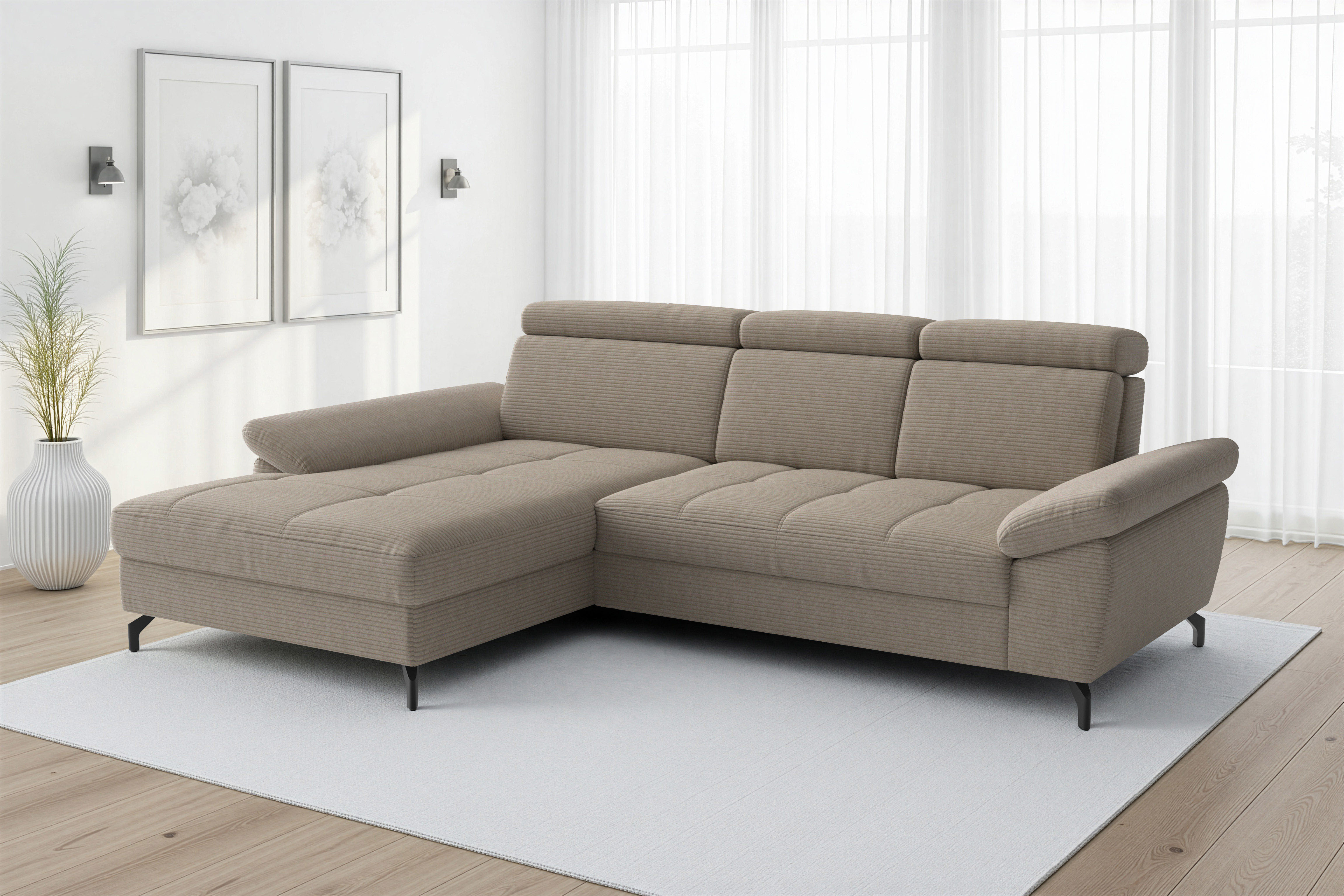 sit&more Ecksofa "Vanity, L-Form, B: 264 cm," Inkl.Sitz-,Kopf-und Armteilverstellung