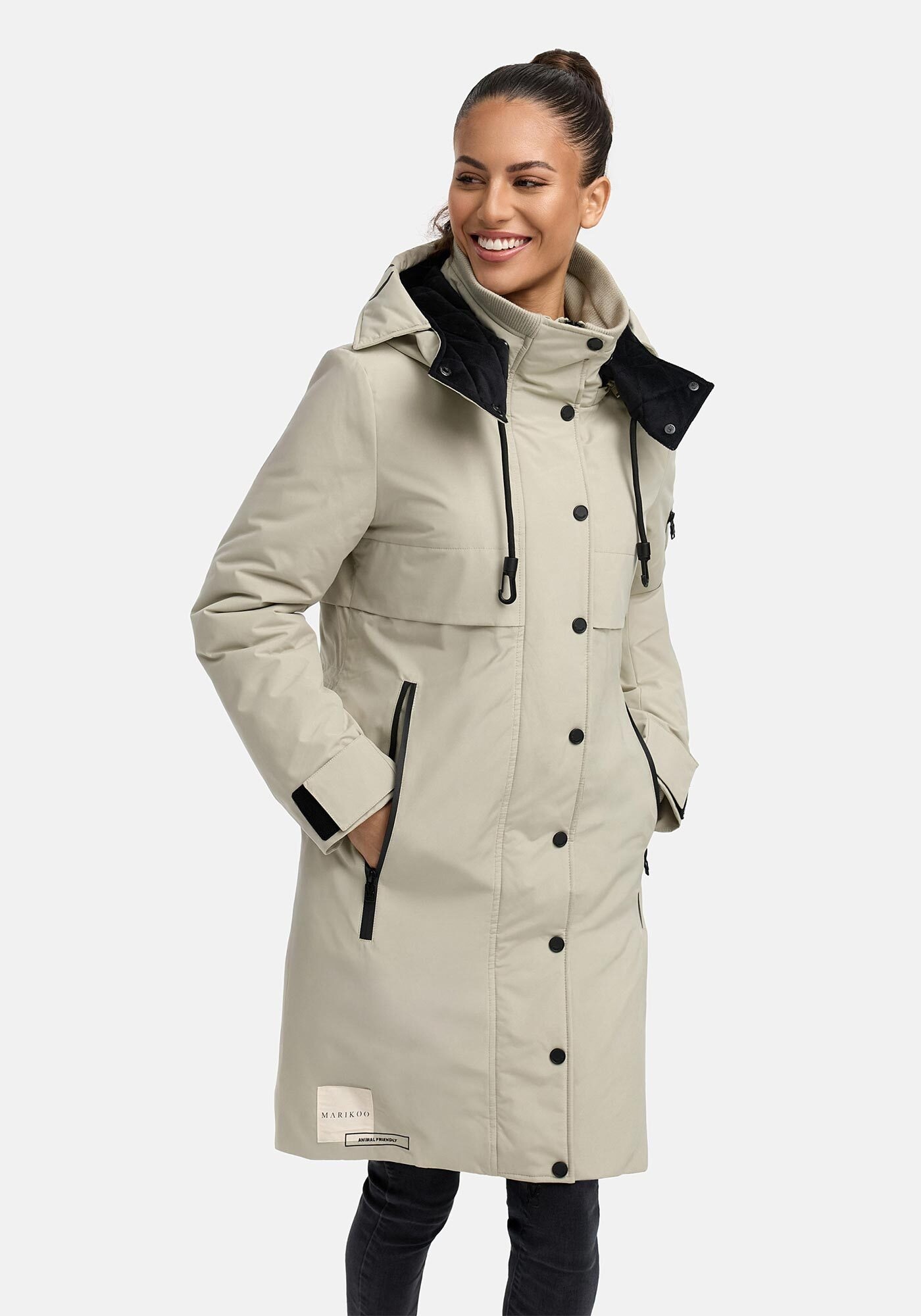 Marikoo Winterjacke »Anoukaa«, langer Parka mit abnehmbarer Kapuze