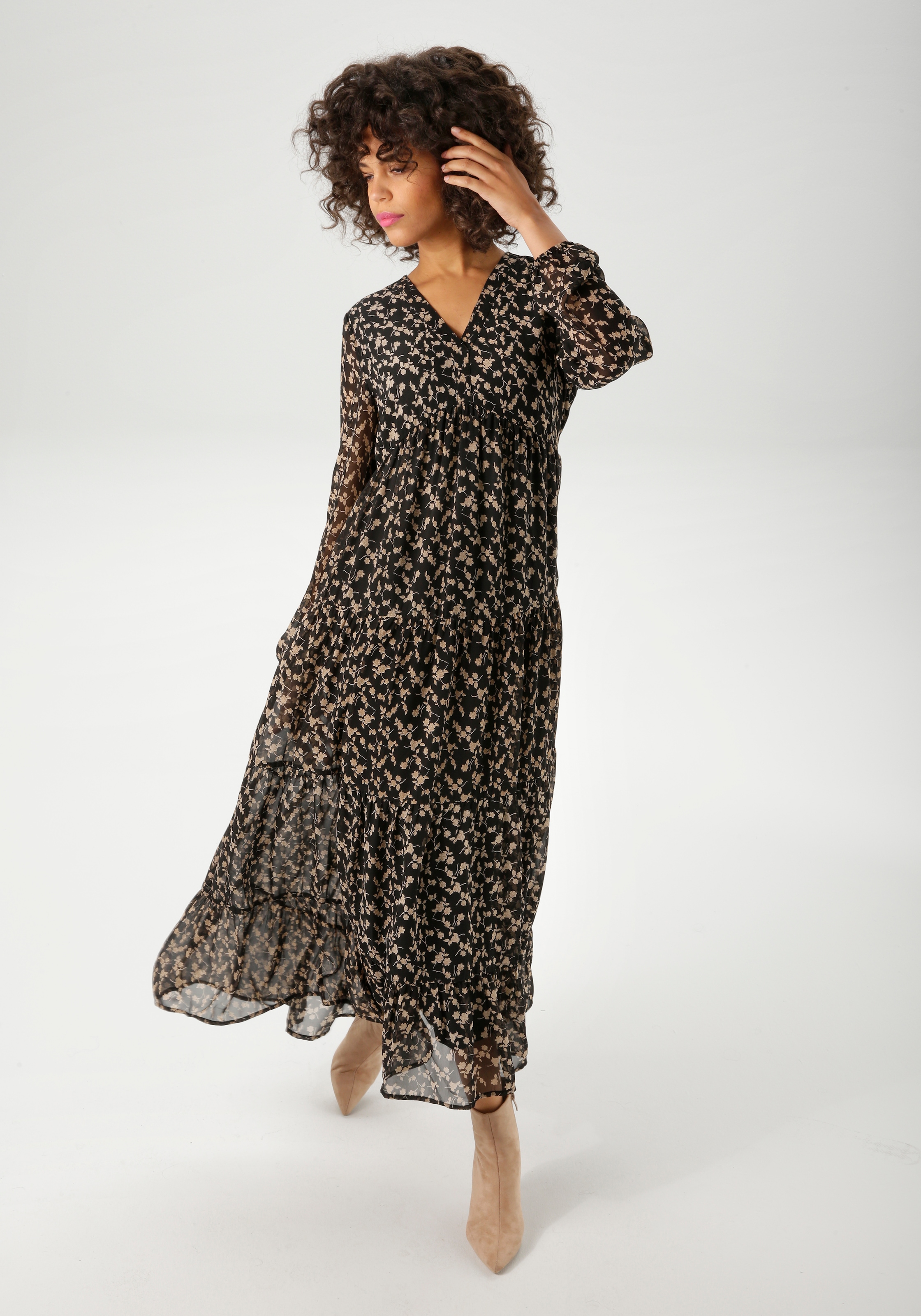 Aniston CASUAL Maxikleid, mit verspieltem Blumendruck - NEUE KOLLEKTION günstig online kaufen
