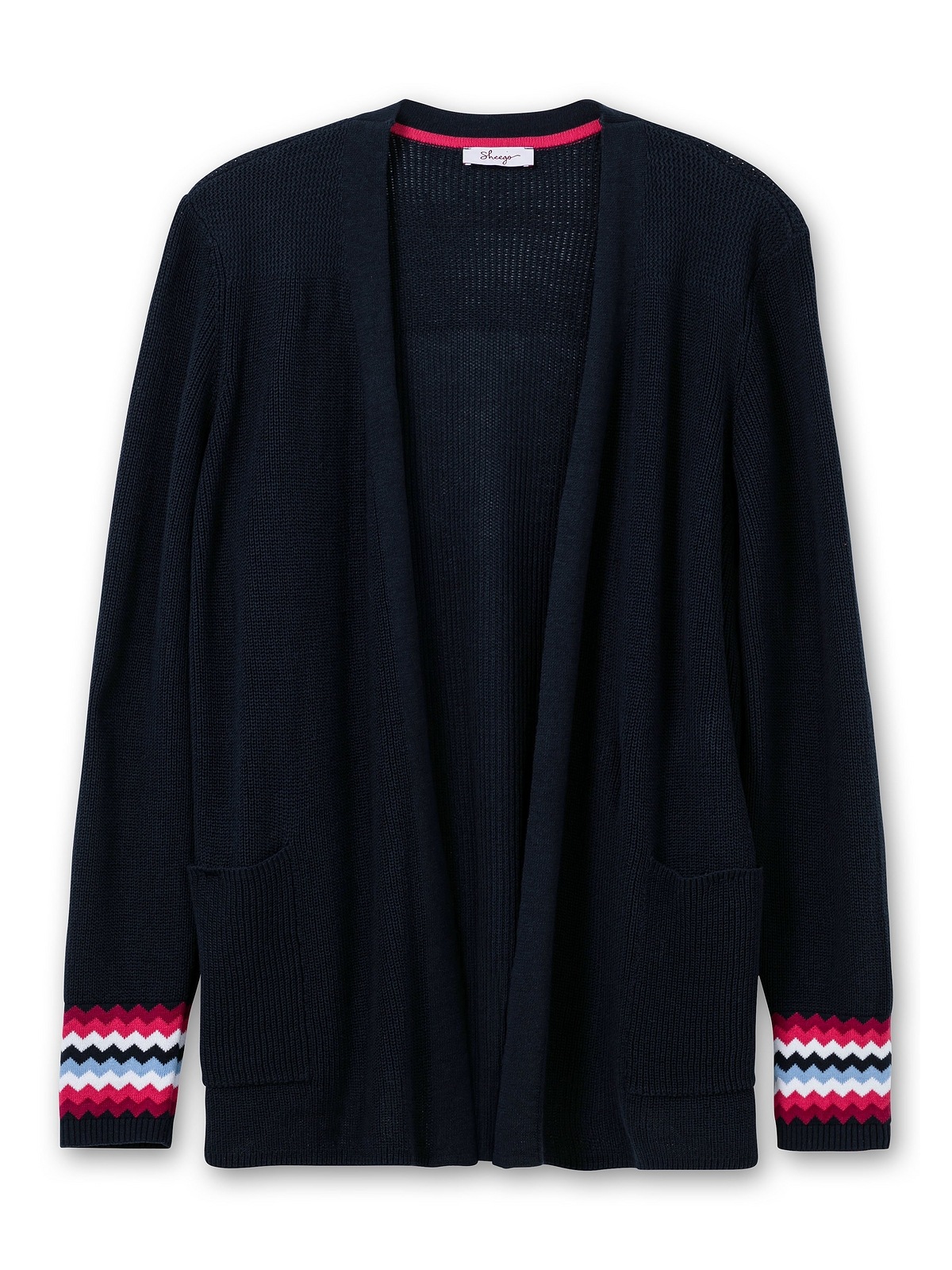 Sheego Cardigan »Große Größen« mit Kontrastmuster am Ärmelsaum GU9021