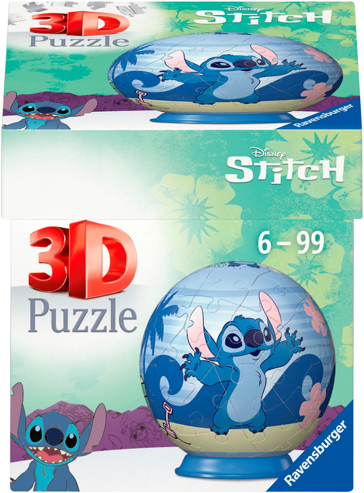 RAVENSBURGER Kinder Puzzleball "Disney Stitch", bunt, Ø:7,5cm, Puzzles, Made in Europe