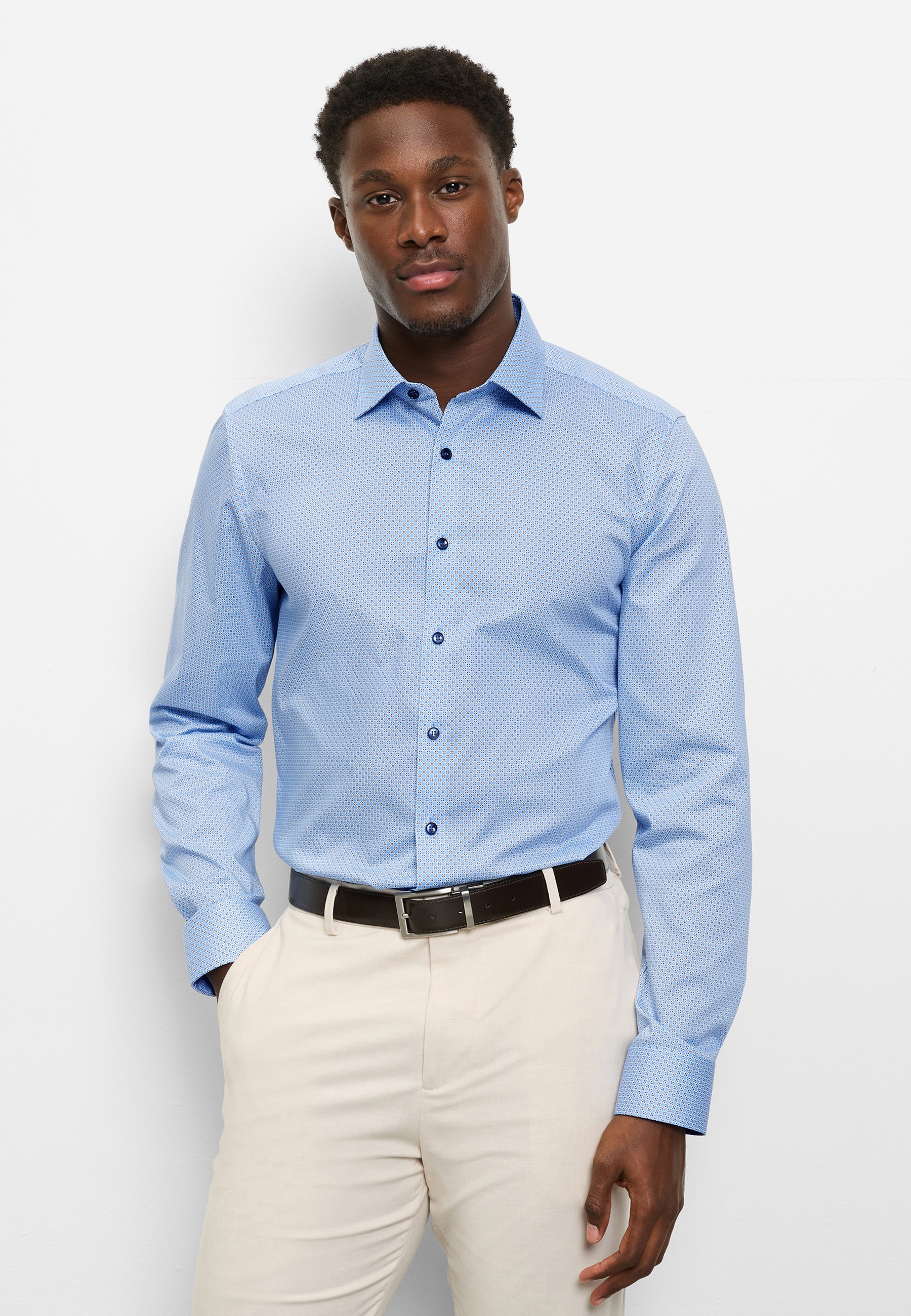 OLYMP Level Five New York Kent Men Shirt Blue 38