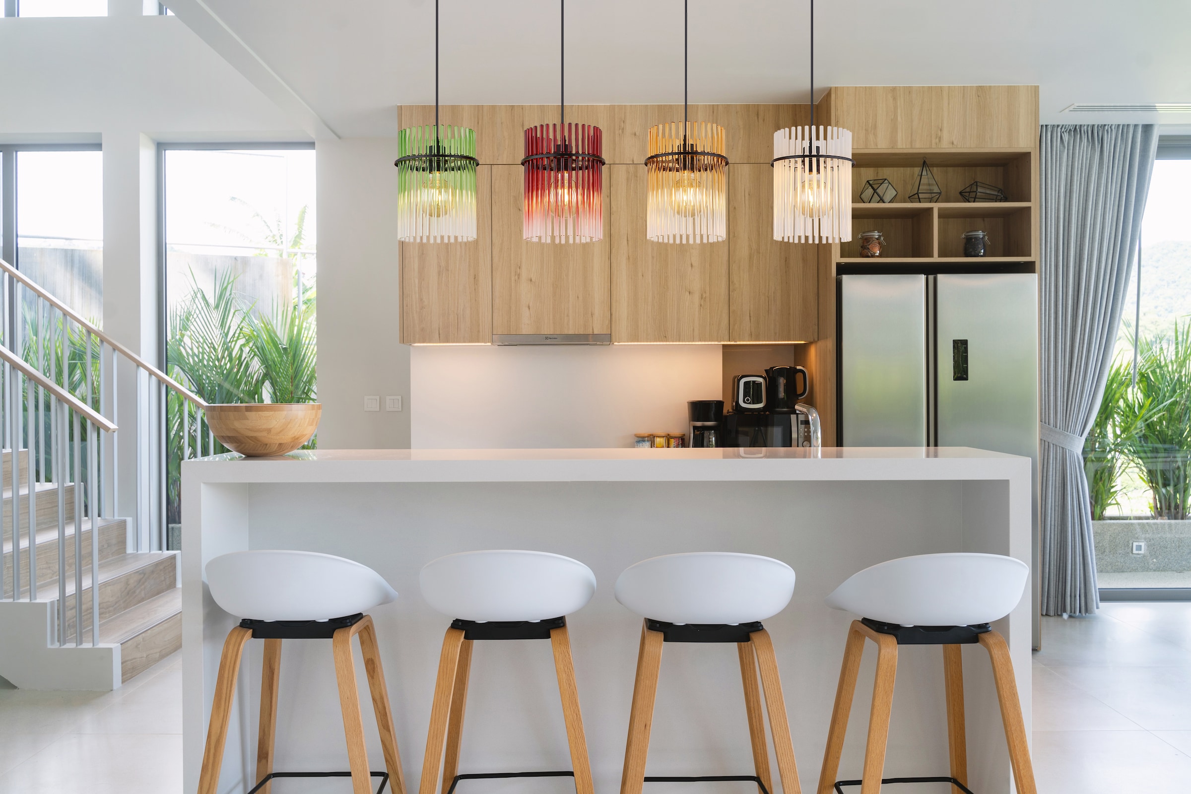 GLOBO LIGHTING Hängeleuchte »GORLEY« E27 1 Stk. Hängelampe Glasstäbe bunt klar verlaufend elegant Wohnzimmer Esszimmer