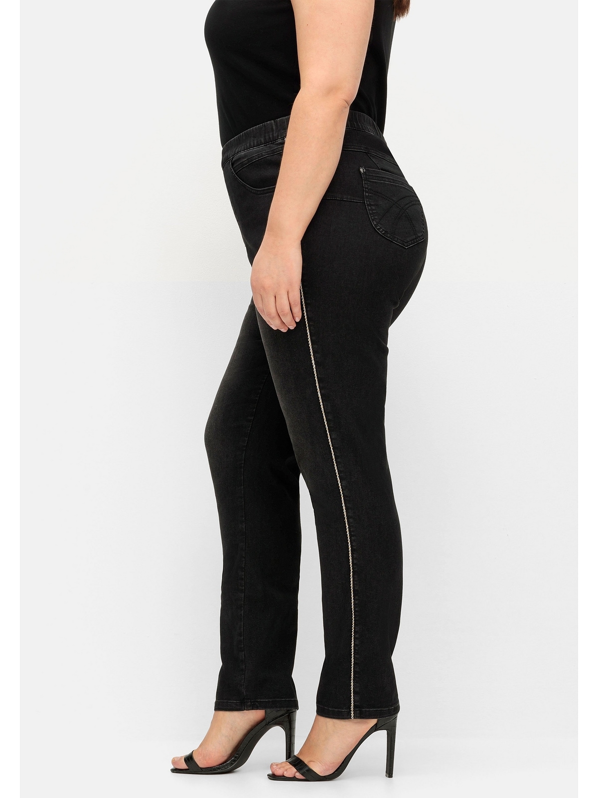 Sheego Stretch-Jeans »Große Größen«, BAUR seitlichen bestellen mit online | Glitzer-Pipings