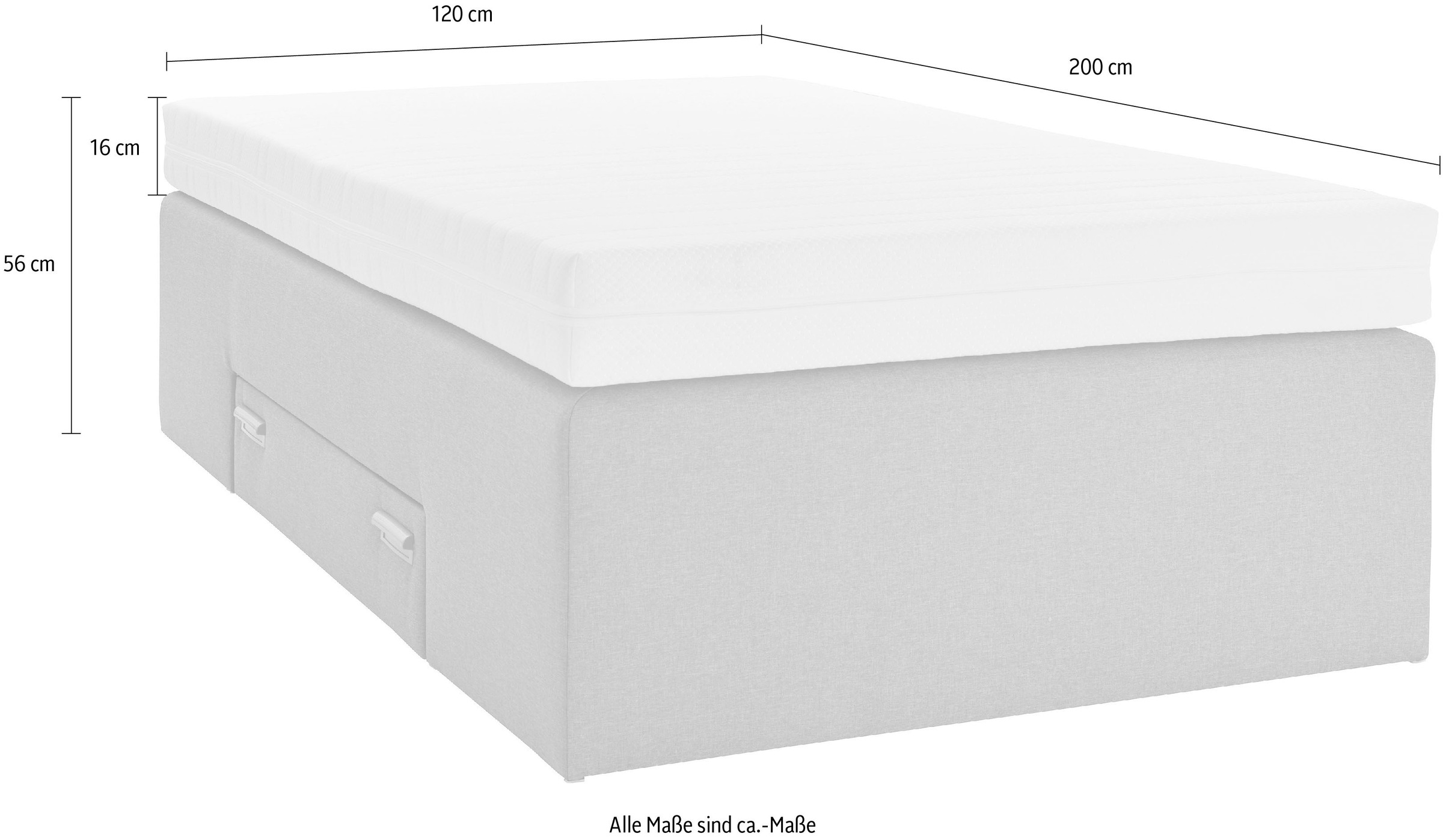 Westfalia Schlafkomfort Boxspringbett, mit integrierter Schublade, frei im Raum stellbar