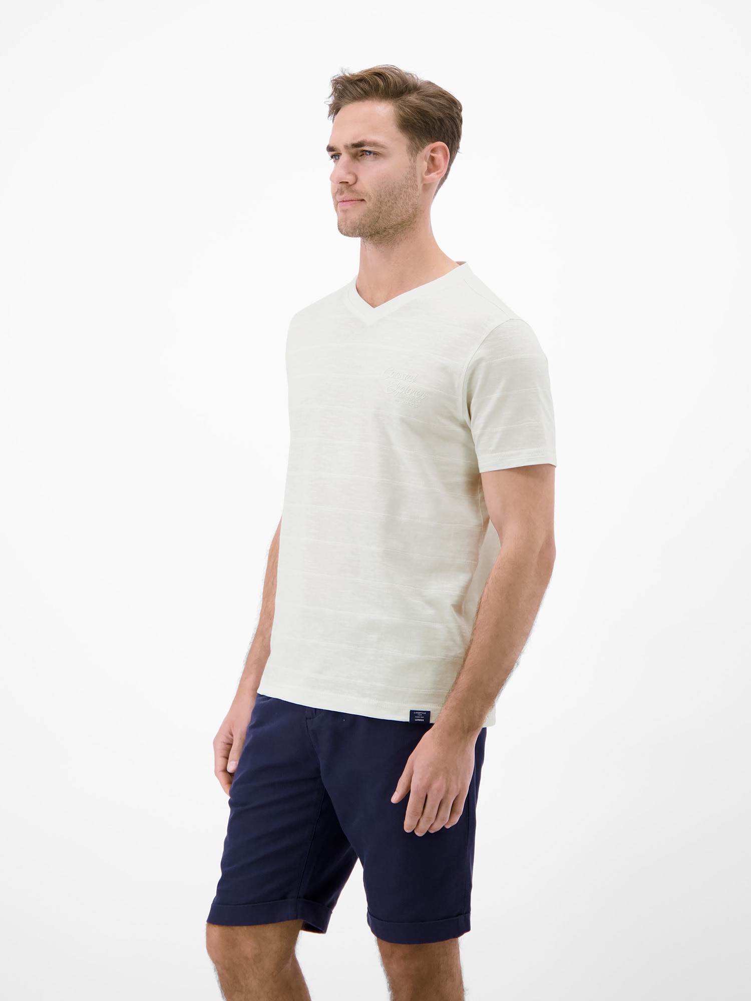 LERROS T-Shirt "T-Shirt mit V-Neck in Strickqualität"