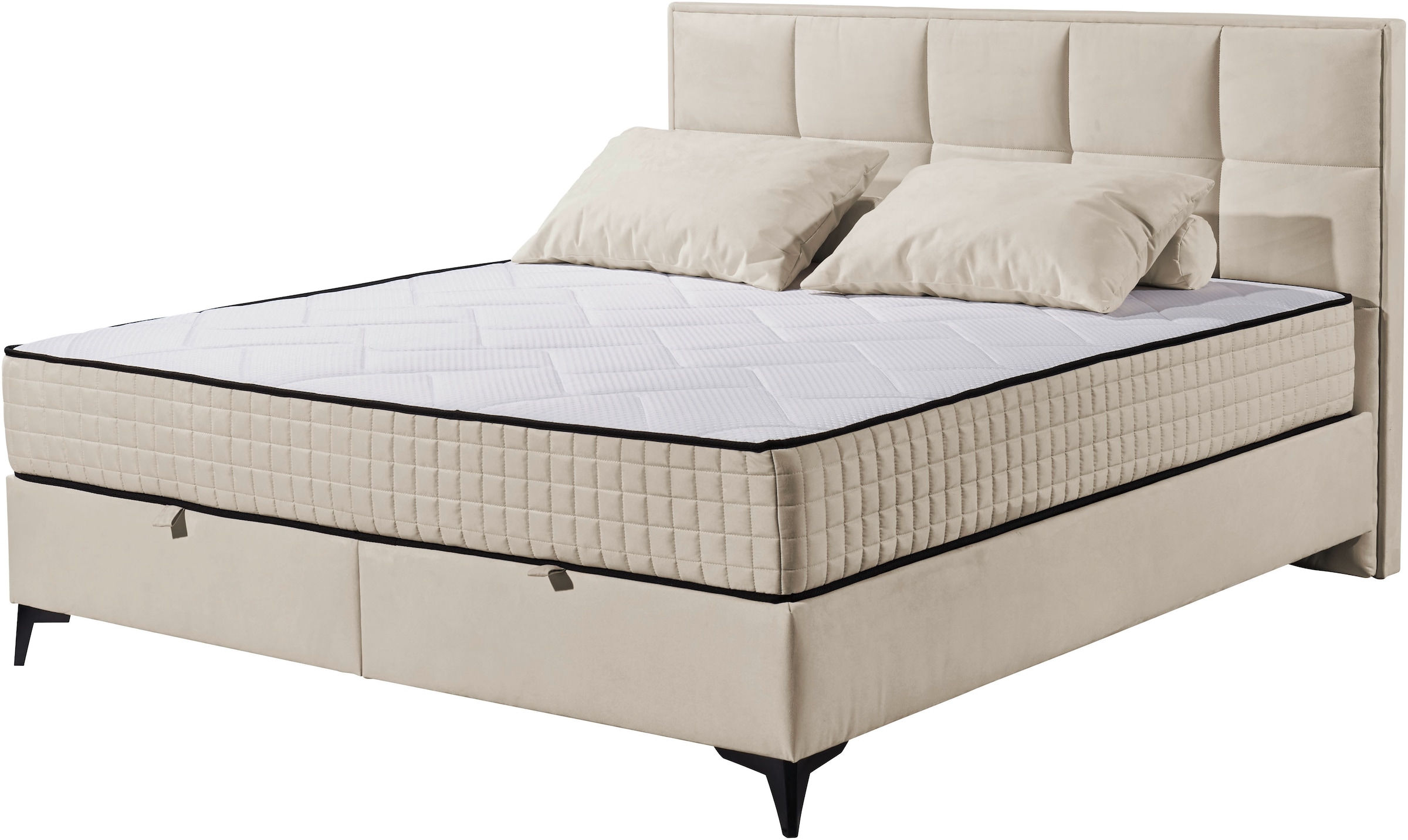 ED EXCITING DESIGN Boxbett »Monroe inkl. Bettkasten, erhältlich in den Breiten 160cm & 180cm«, Duo-Matratze - feste Seite mit Kokosmatte
