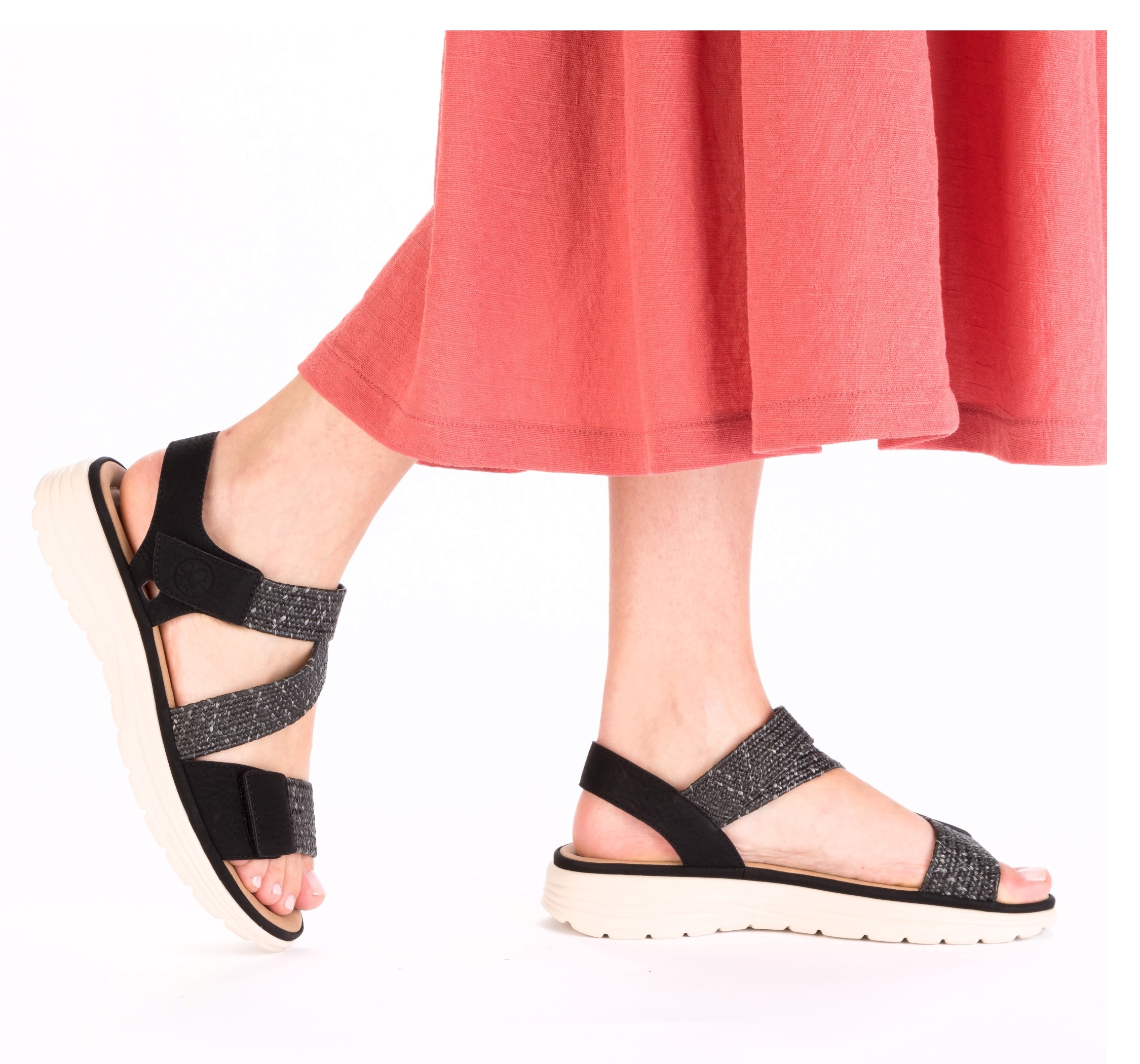 Rieker Sandale, Sommerschuh, Outdoorsandale mit regulierbaren Klettverschlüssen