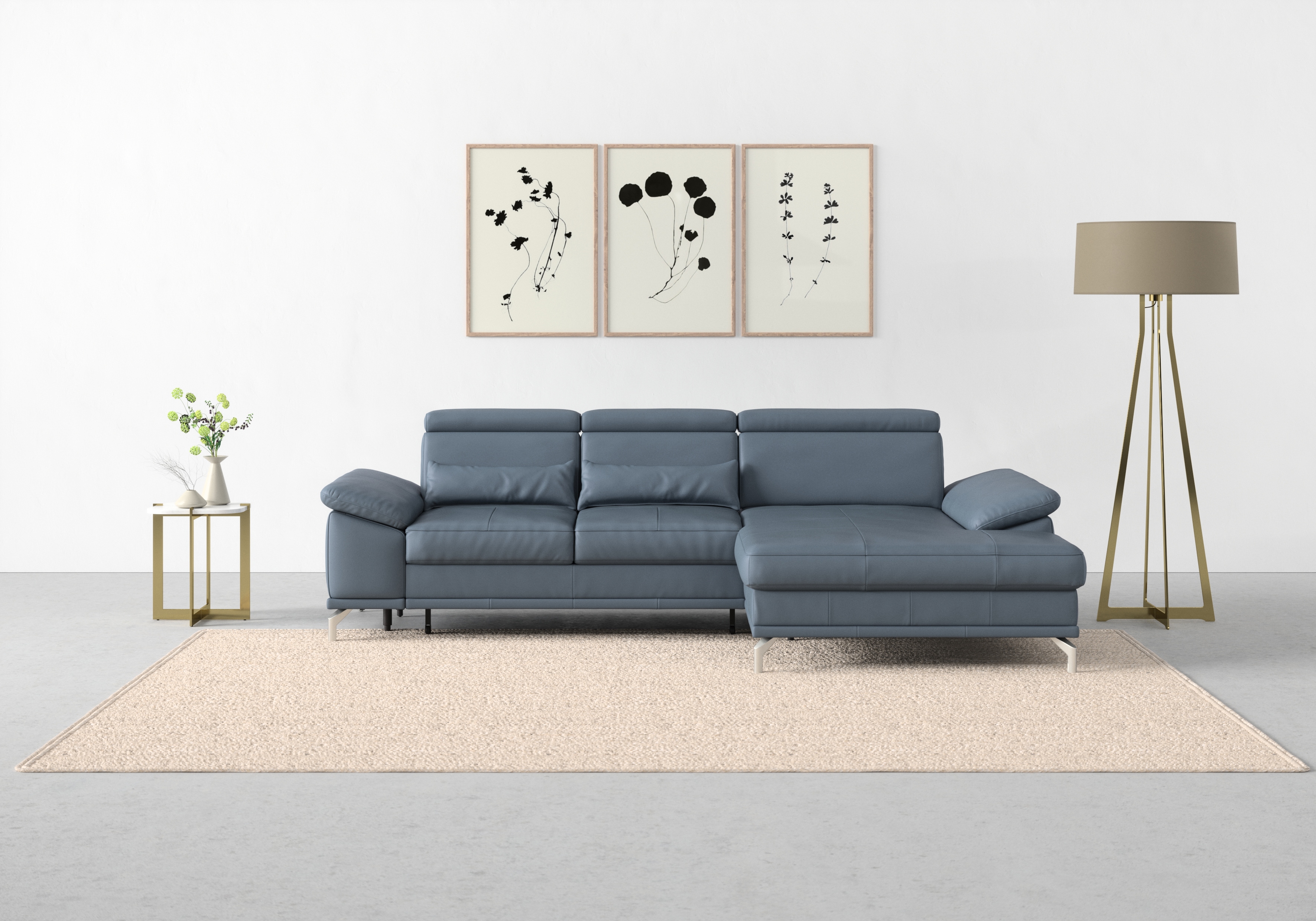 sit&more Ecksofa "Cabrio L-Form, B: 295 cm, mit Sitztiefen-, Arm- & Kopfteilverstellung" 2 Nierenkissen, Federkern, optional Schlaffunktion und Stauraum